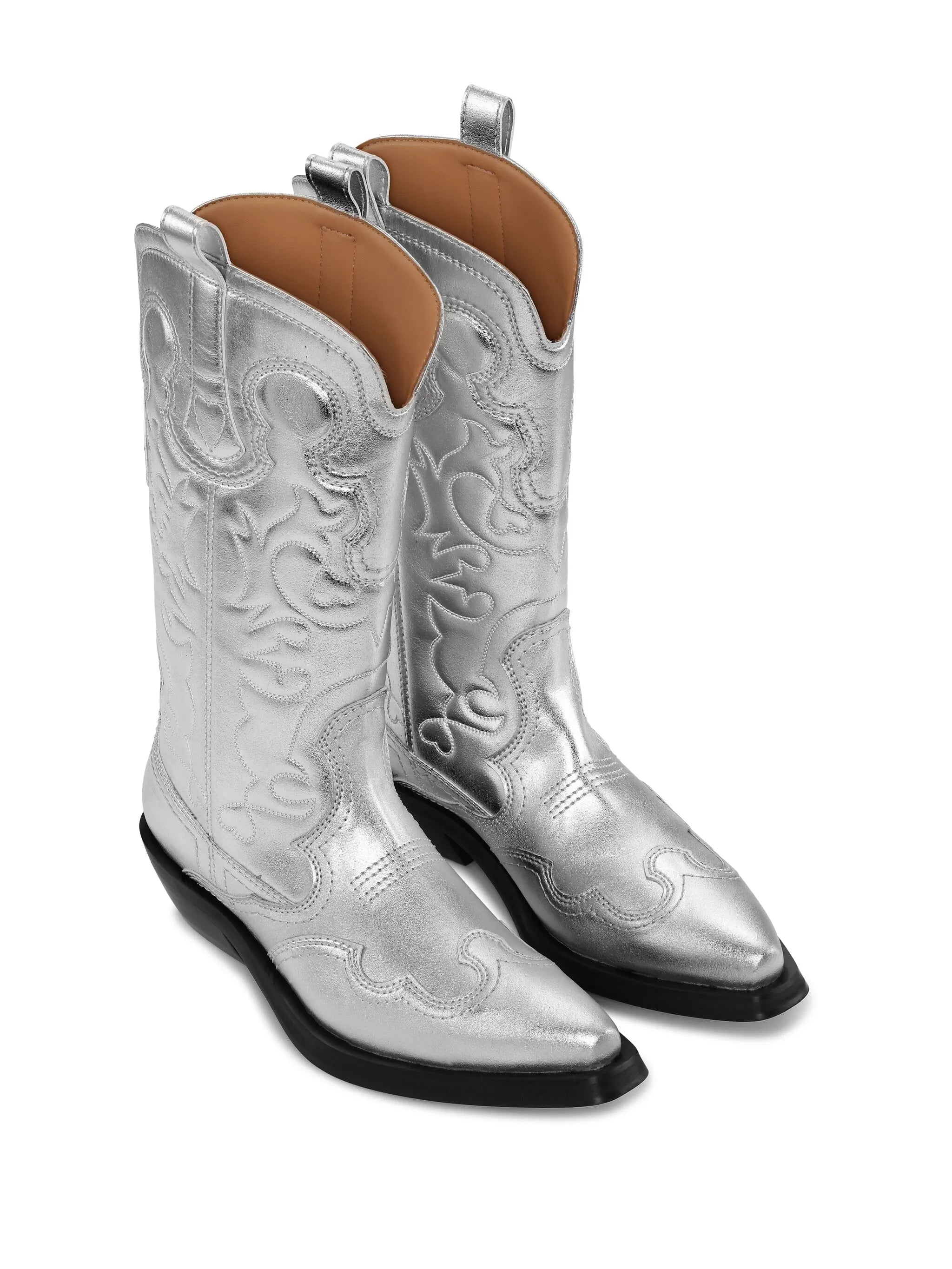 40mm metallic leather Western boots