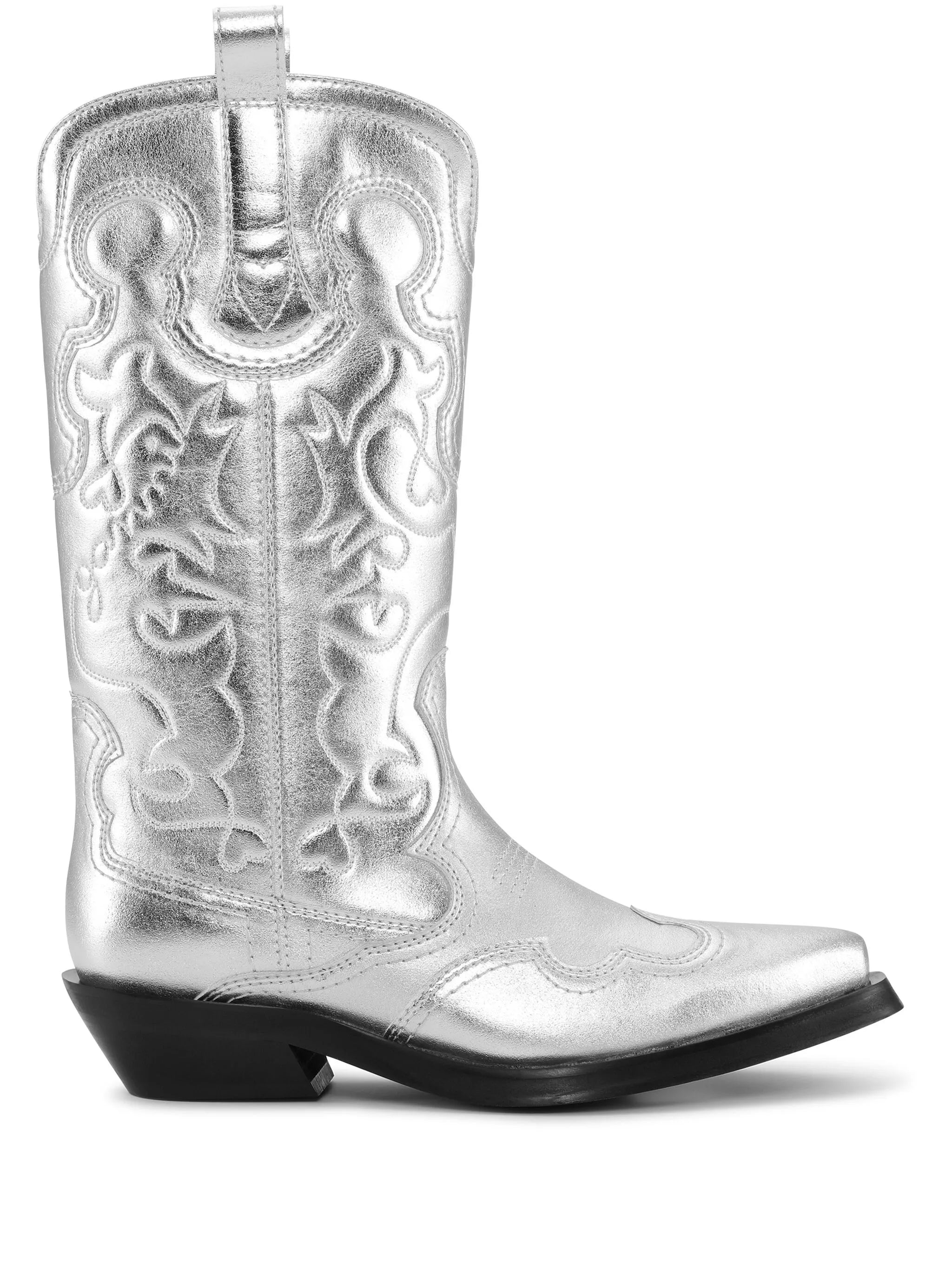 40mm metallic leather Western boots