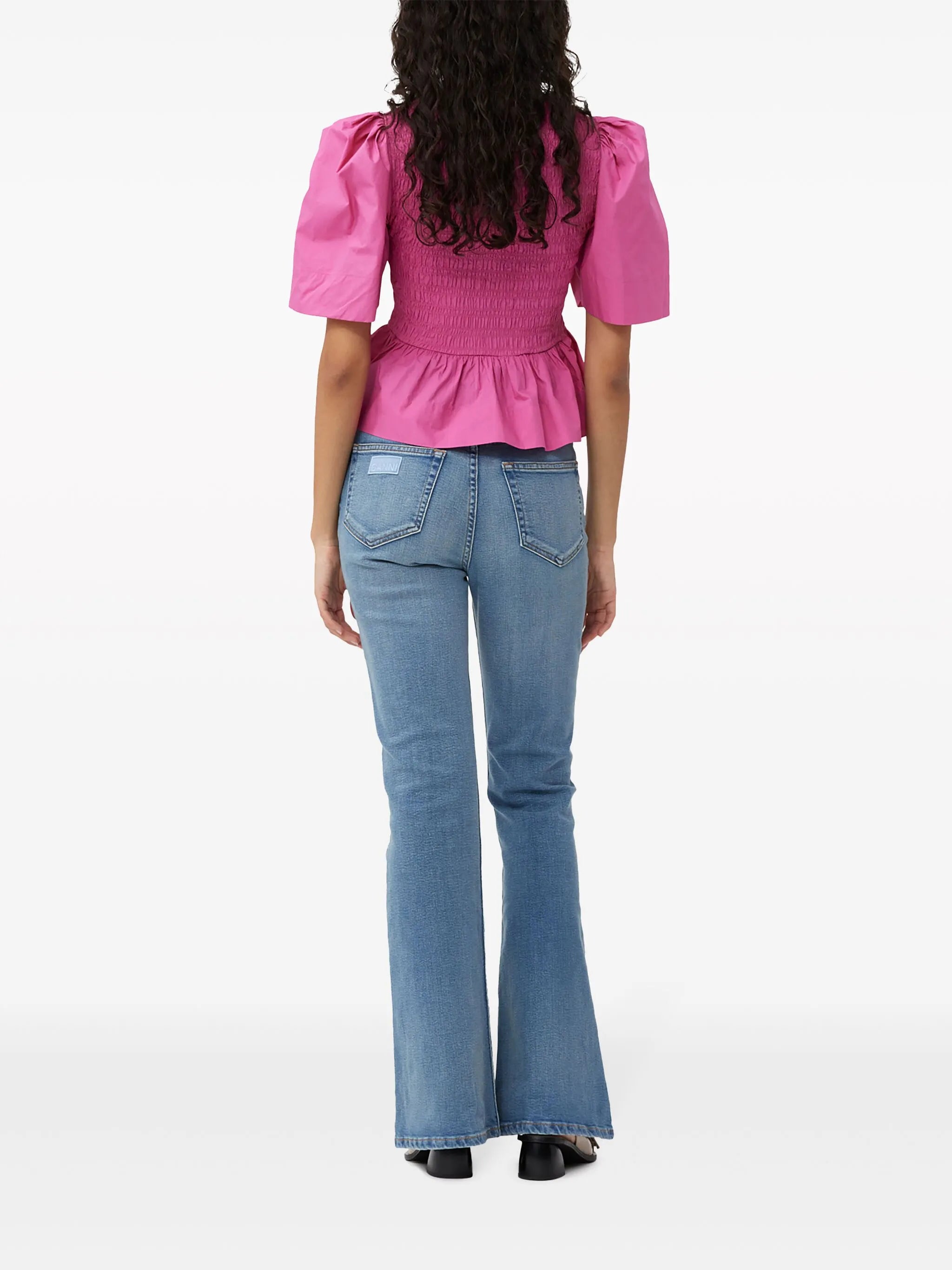 peplum-waist organic-cotton blouse
