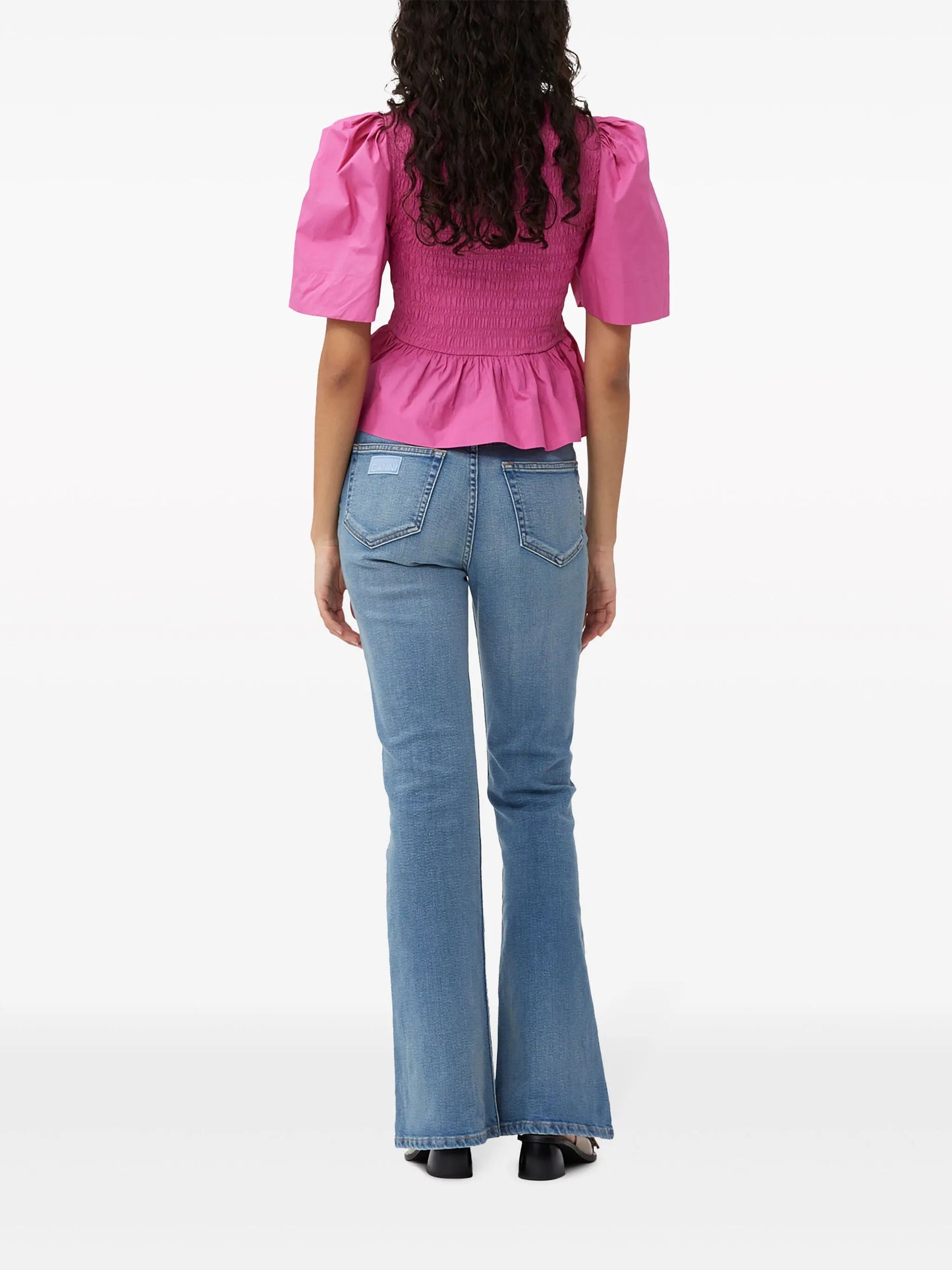peplum-waist organic-cotton blouse