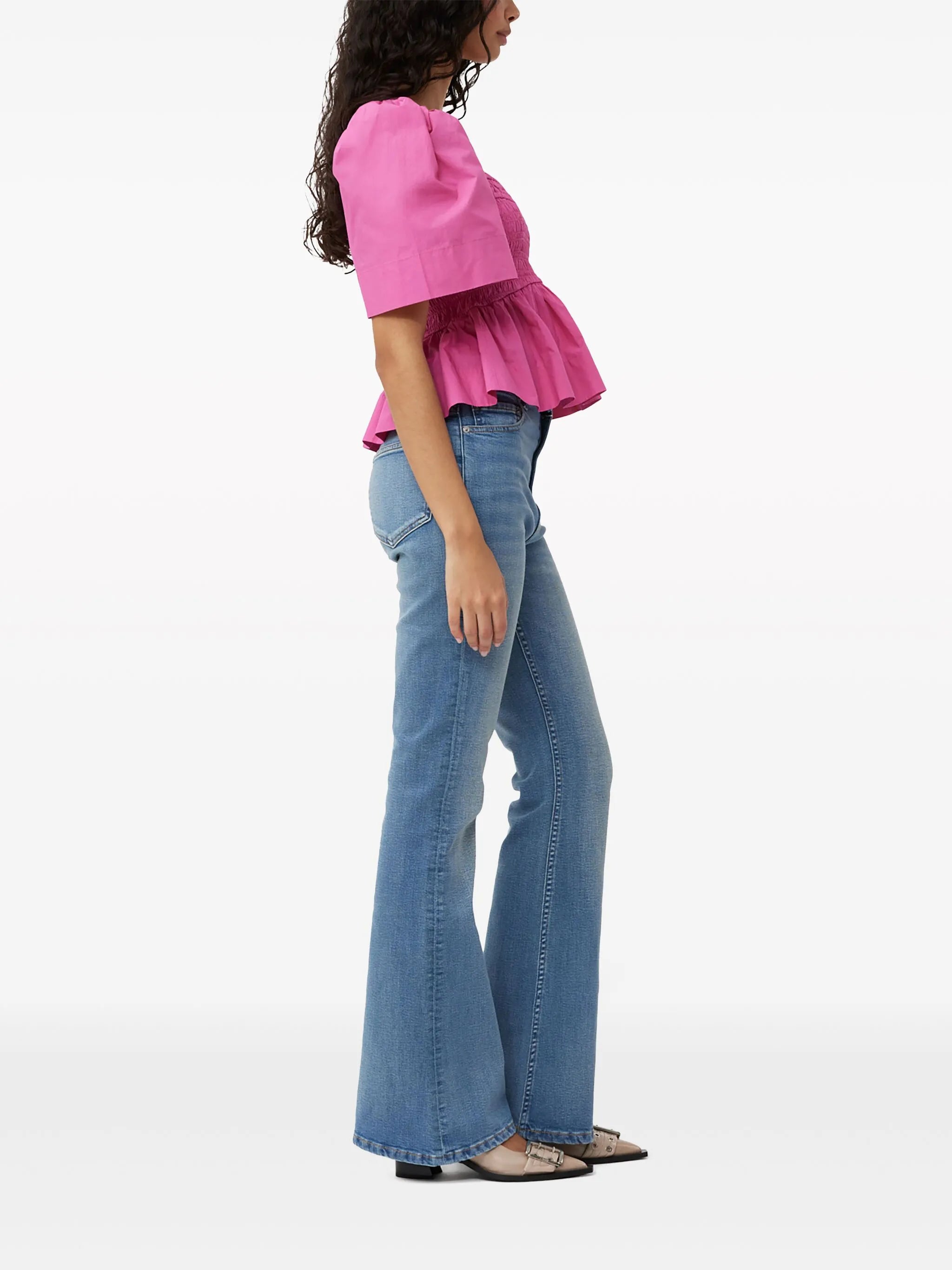 peplum-waist organic-cotton blouse