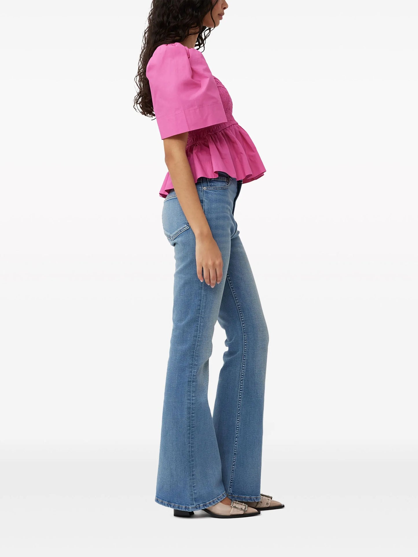 peplum-waist organic-cotton blouse