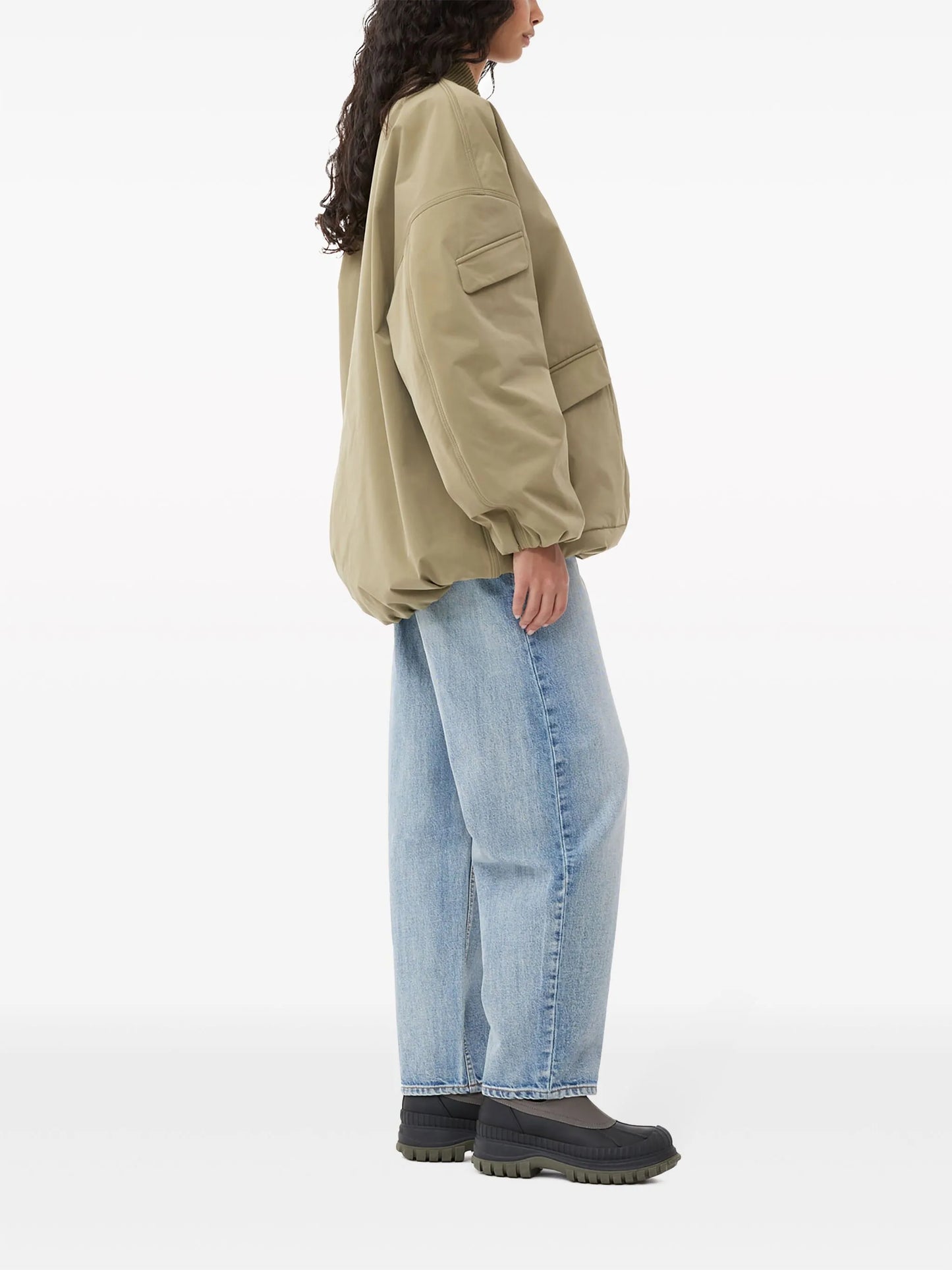 oversized multiple-pocket bomber jacket
