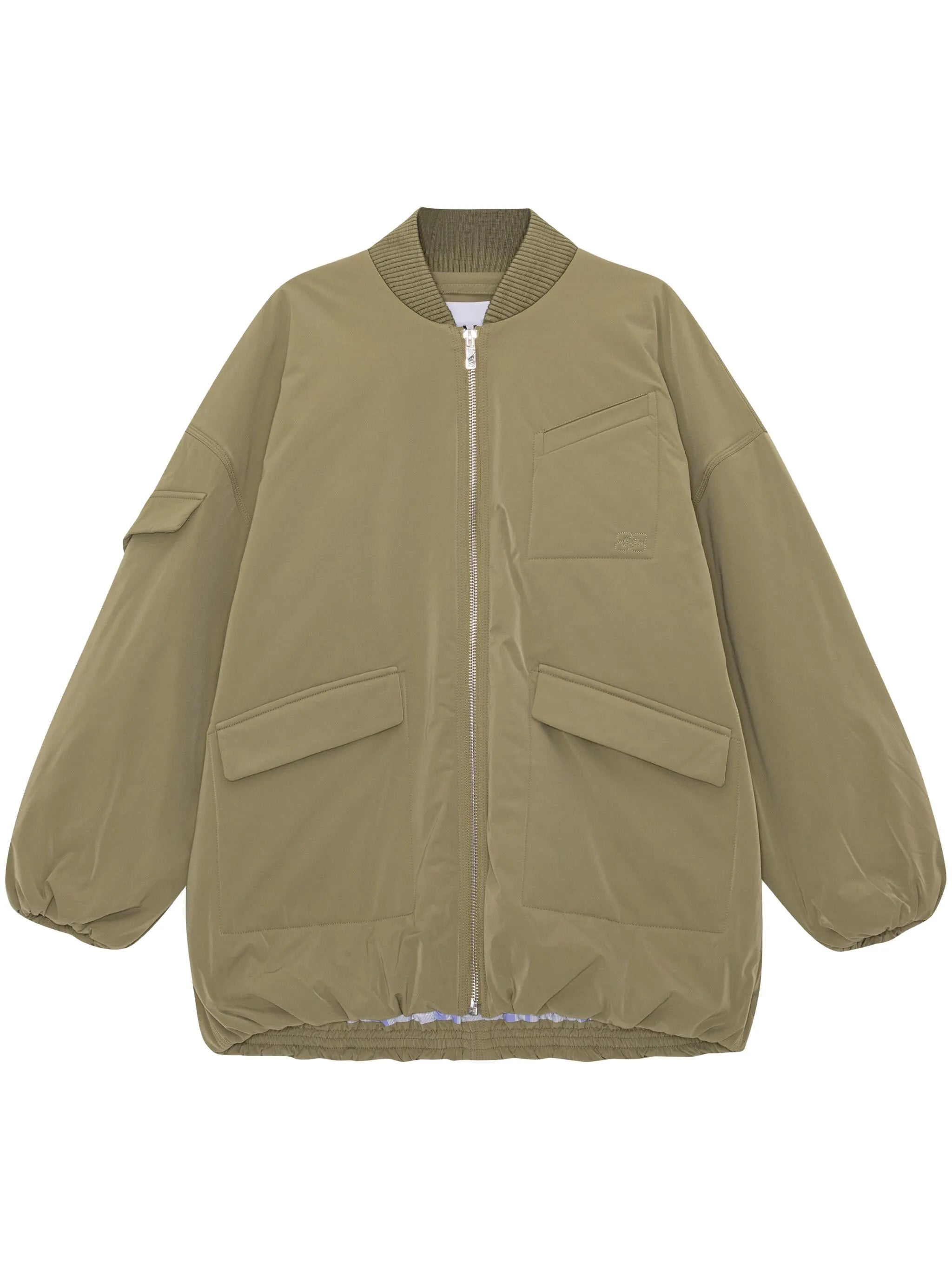 oversized multiple-pocket bomber jacket