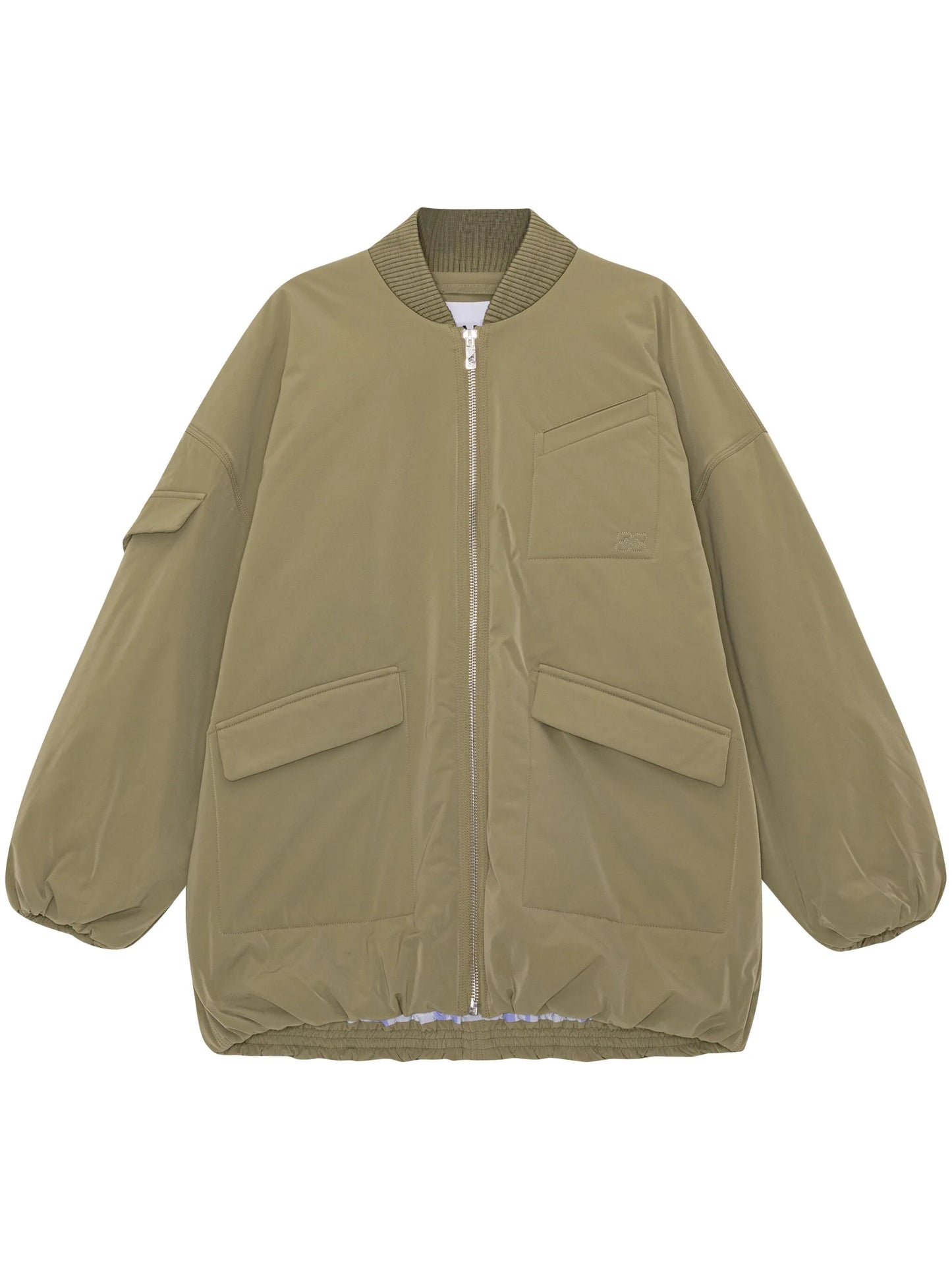 oversized multiple-pocket bomber jacket