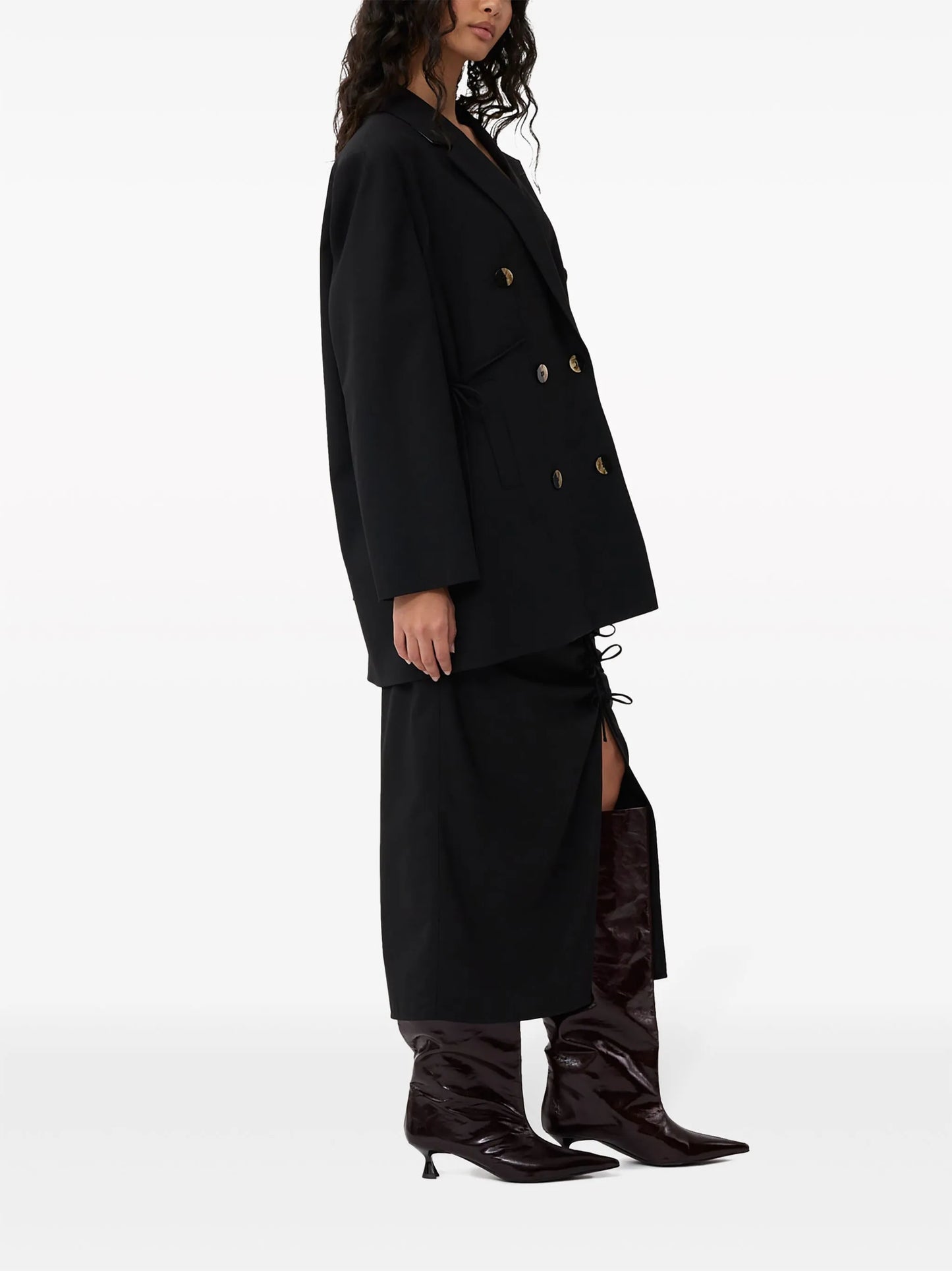 oversized string-tie double-breasted blazer