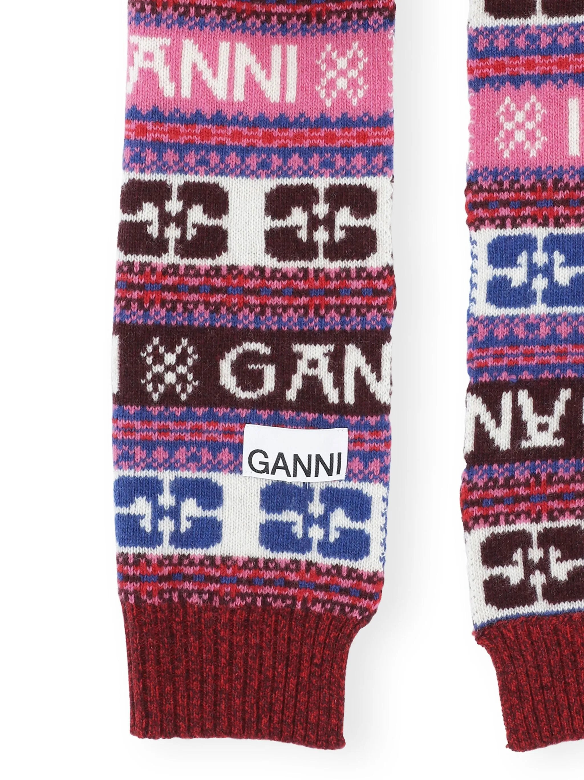 logo-appliqué patterned-intarsia scarf