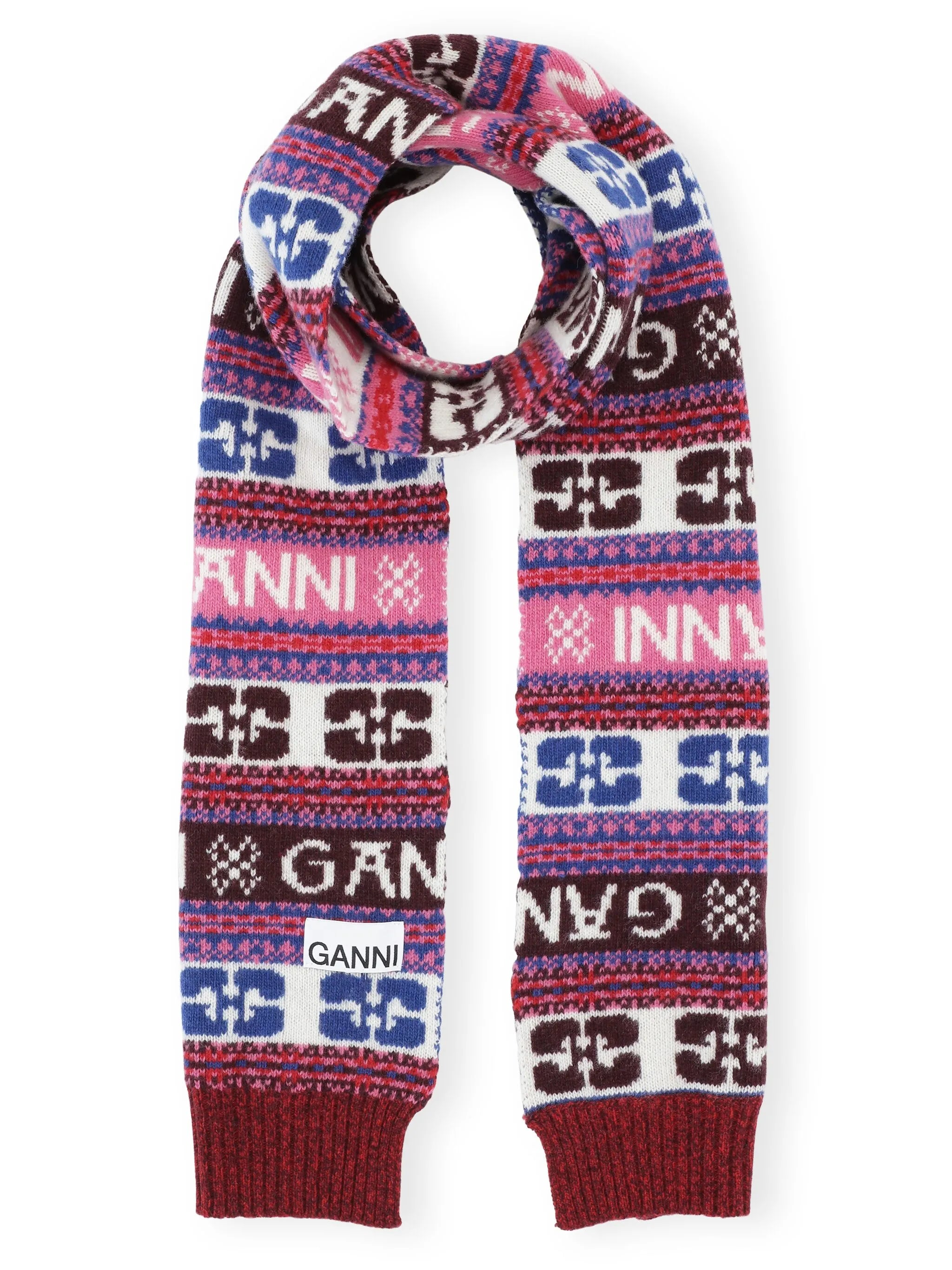 logo-appliqué patterned-intarsia scarf