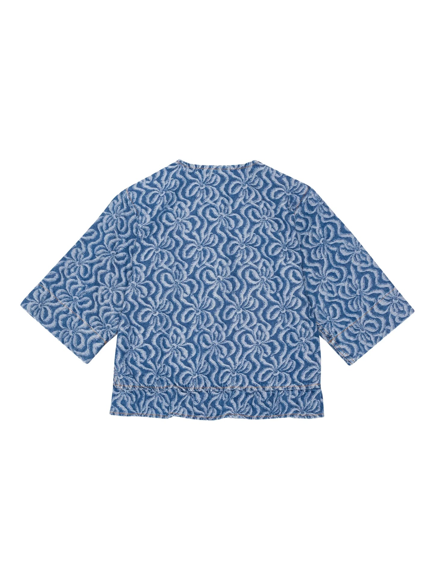 jacquard organic-cotton denim blouse