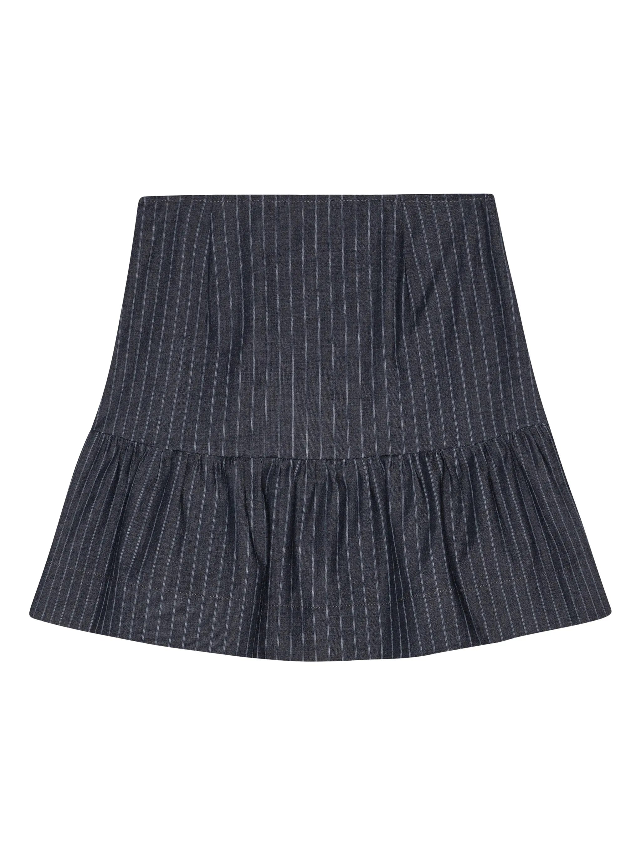 striped ruffled miniskirt