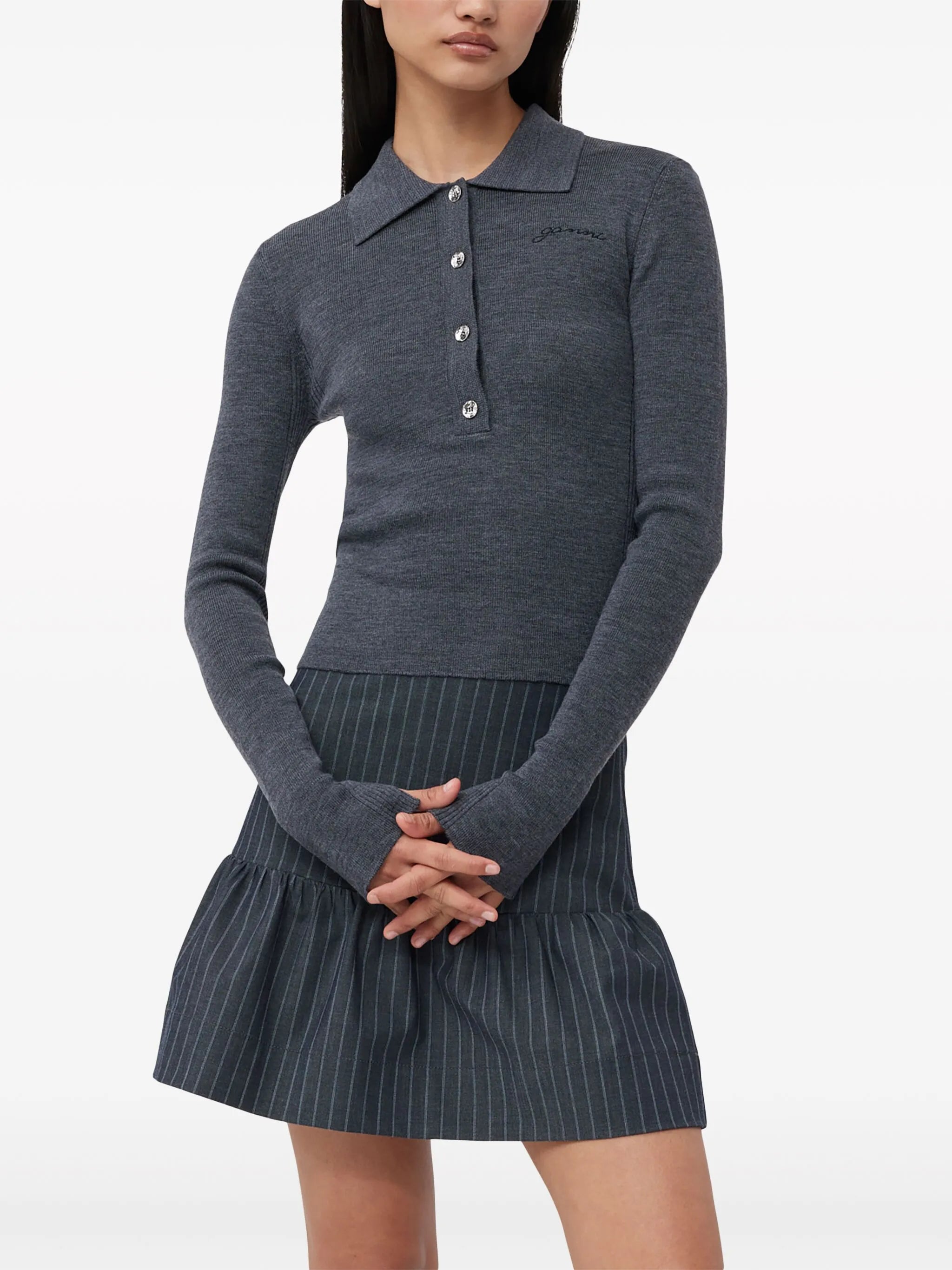 striped ruffled miniskirt
