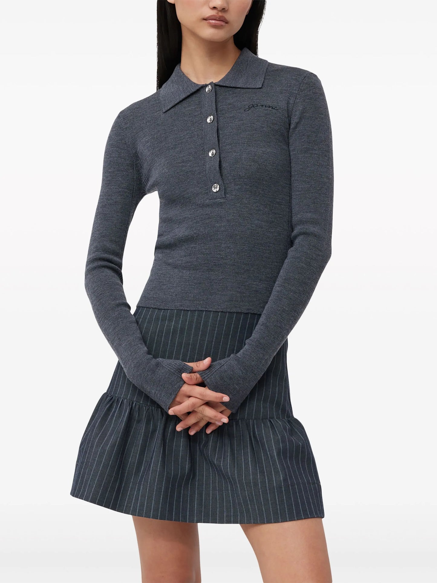 striped ruffled miniskirt