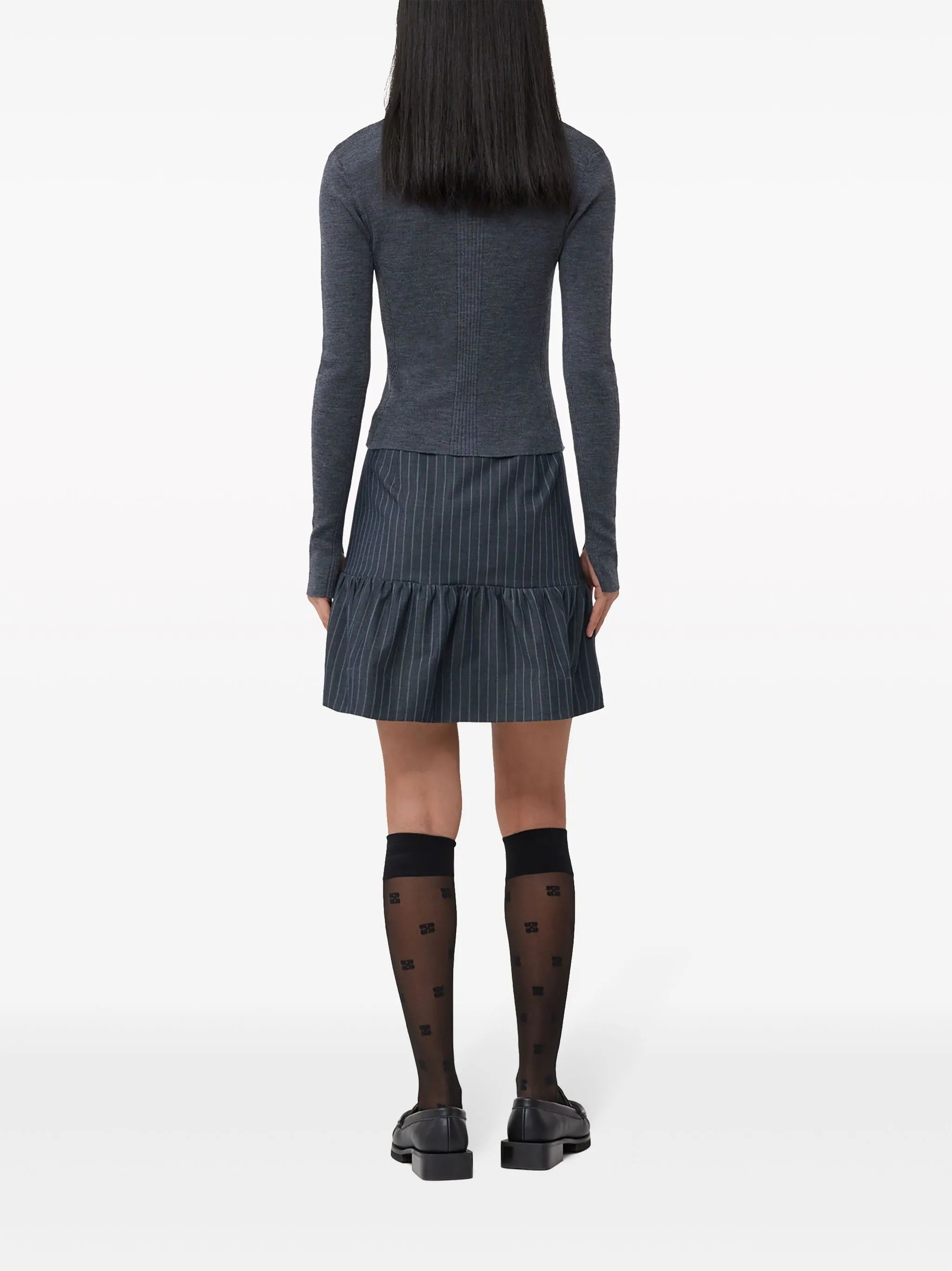 striped ruffled miniskirt