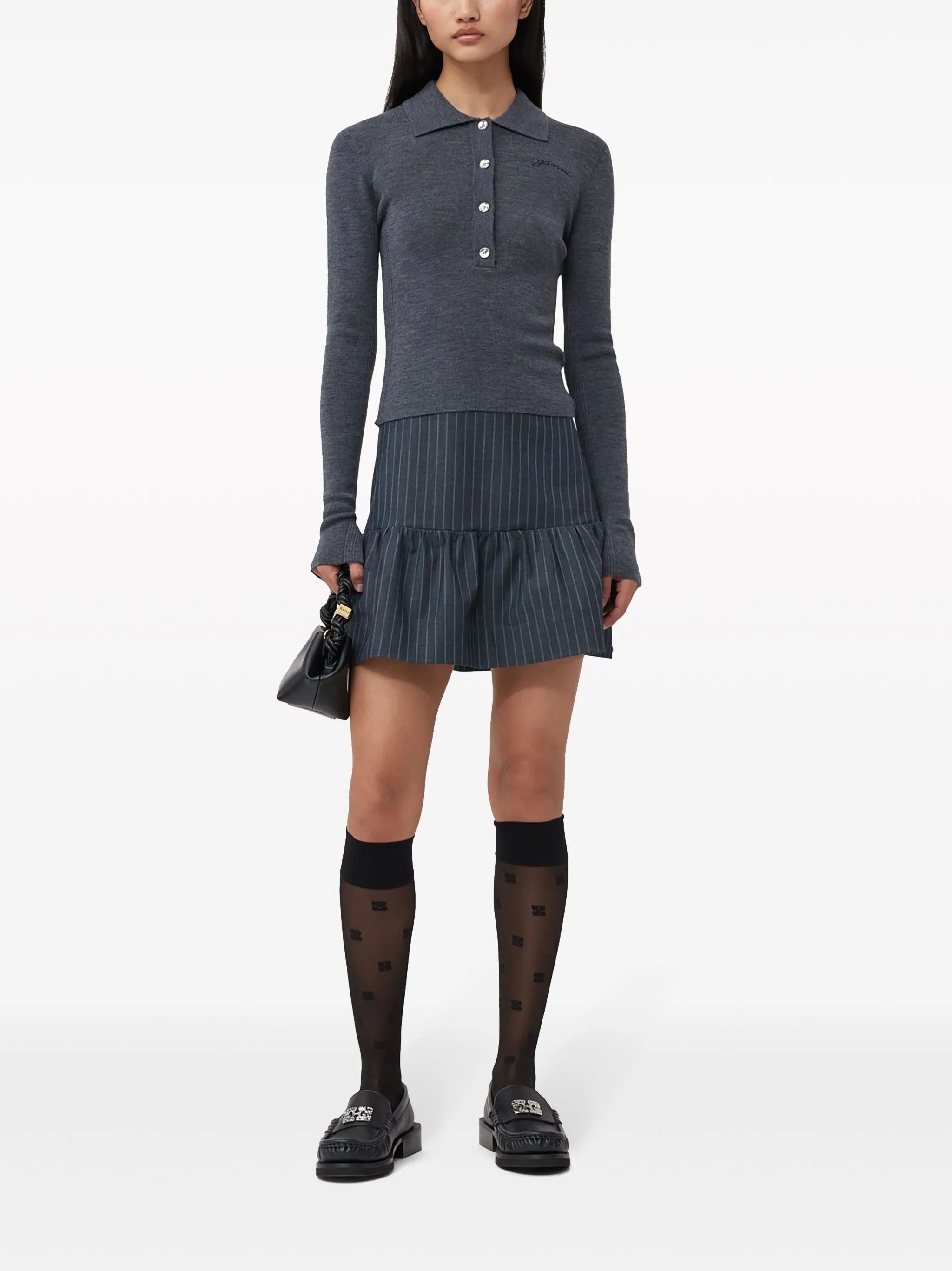 striped ruffled miniskirt