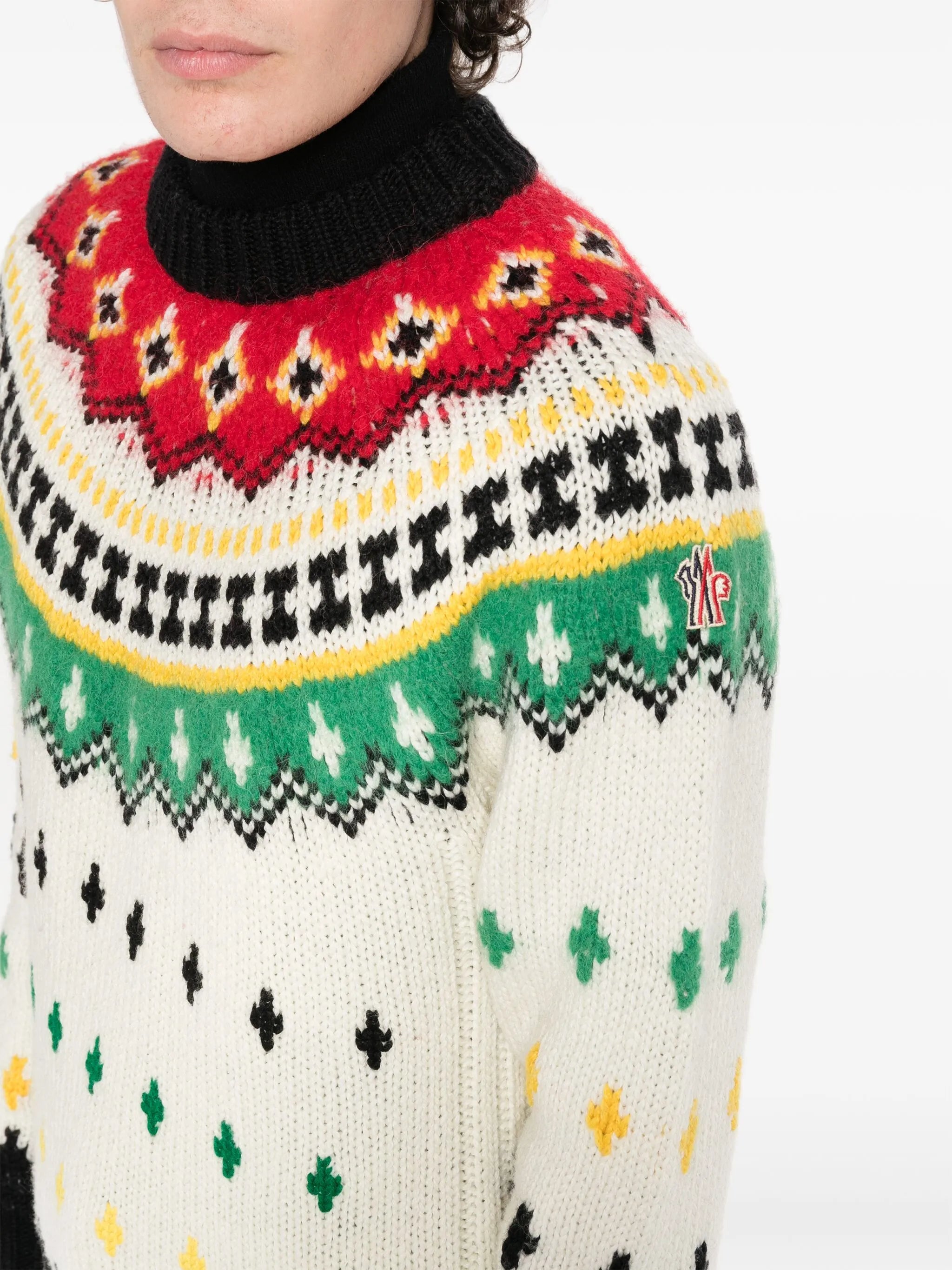 patterned virgin wool-blend jumper