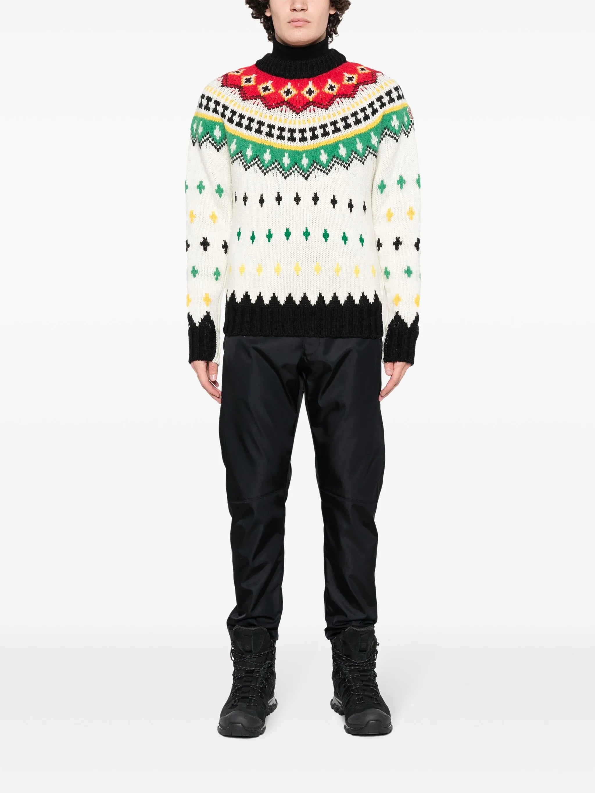 patterned virgin wool-blend jumper