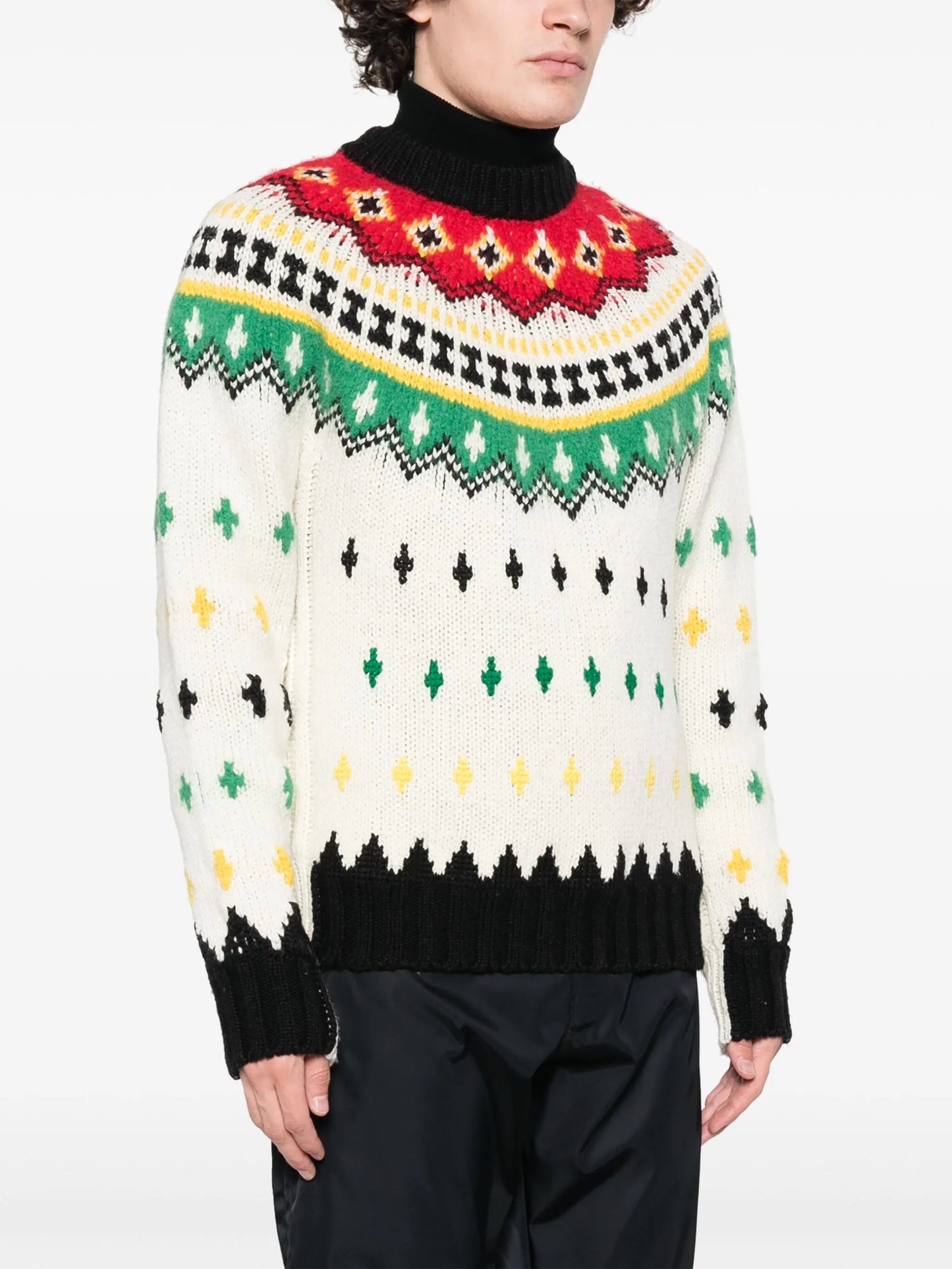 patterned virgin wool-blend jumper