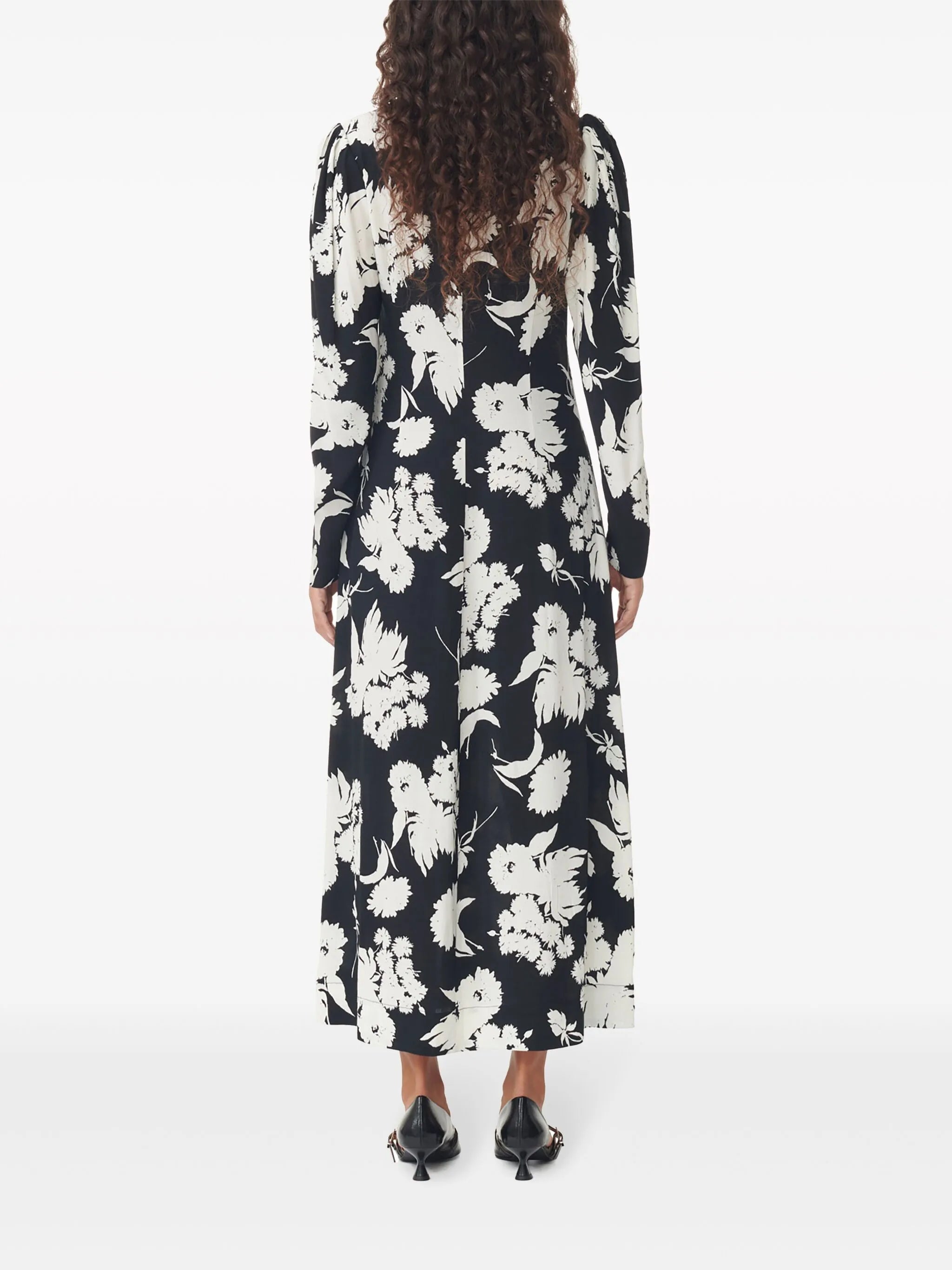 floral-print long-sleeve midi dress