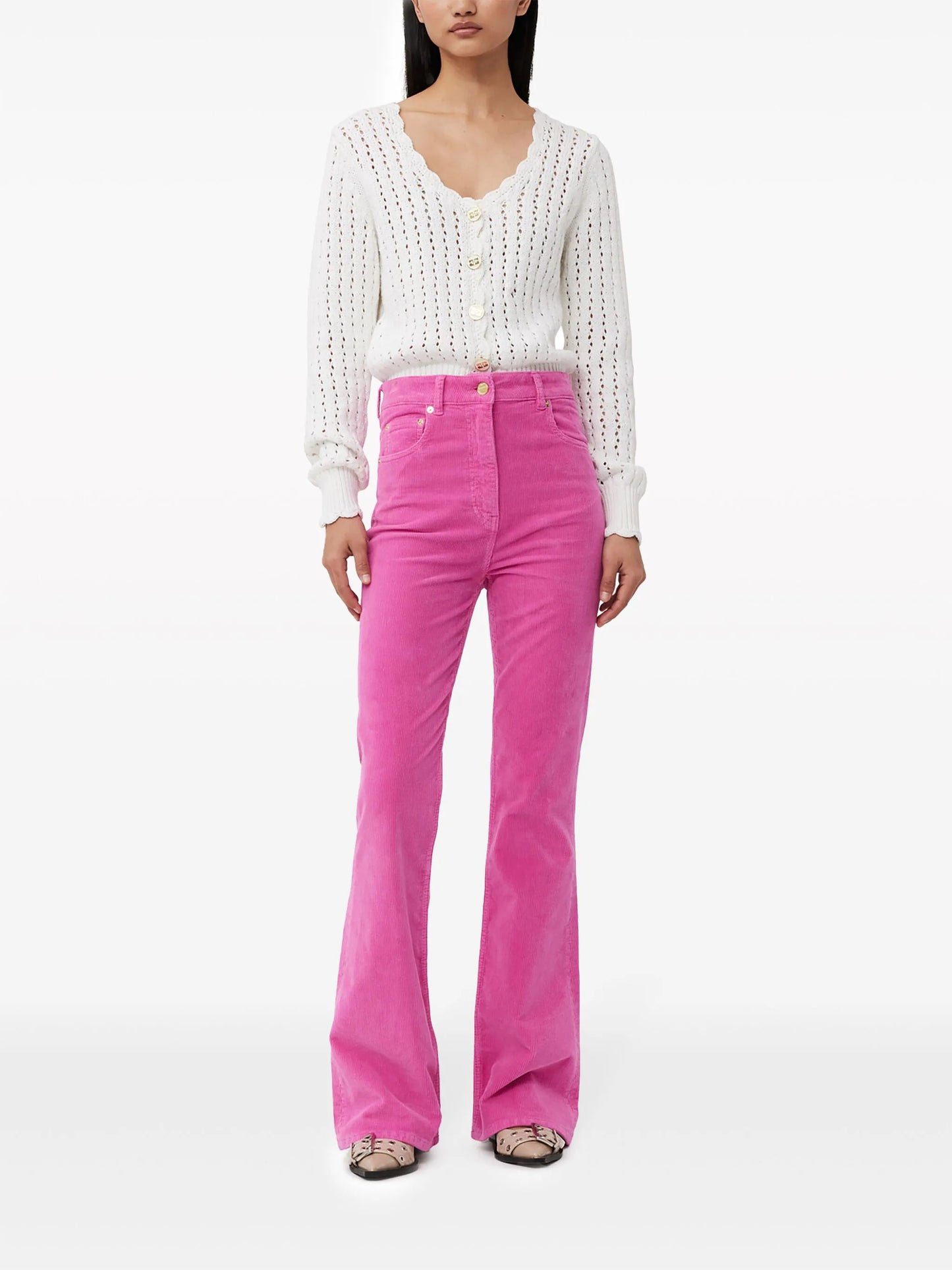 corduroy organic-cotton blend flared jeans