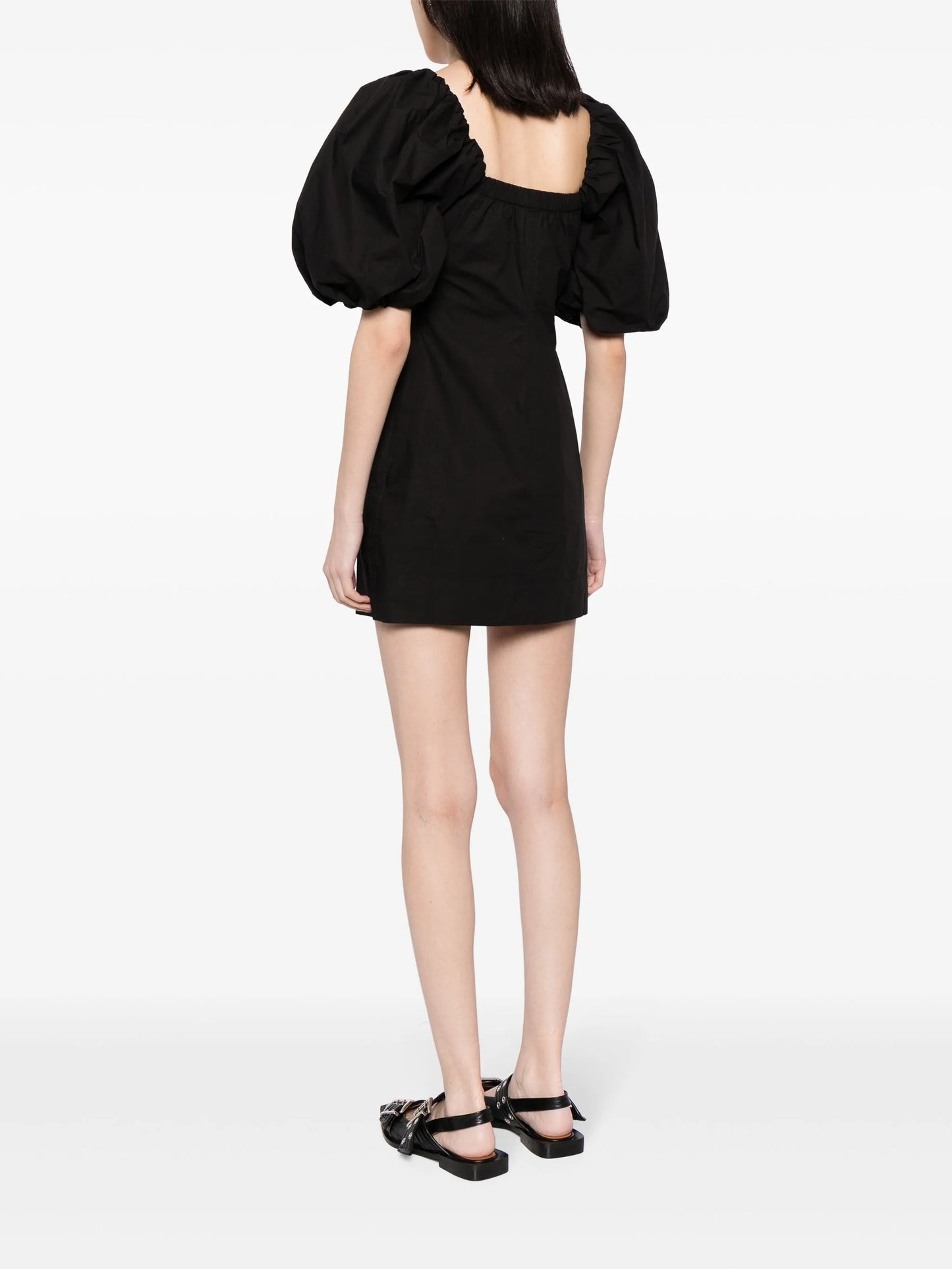 poplin-texture organic-cotton minidress