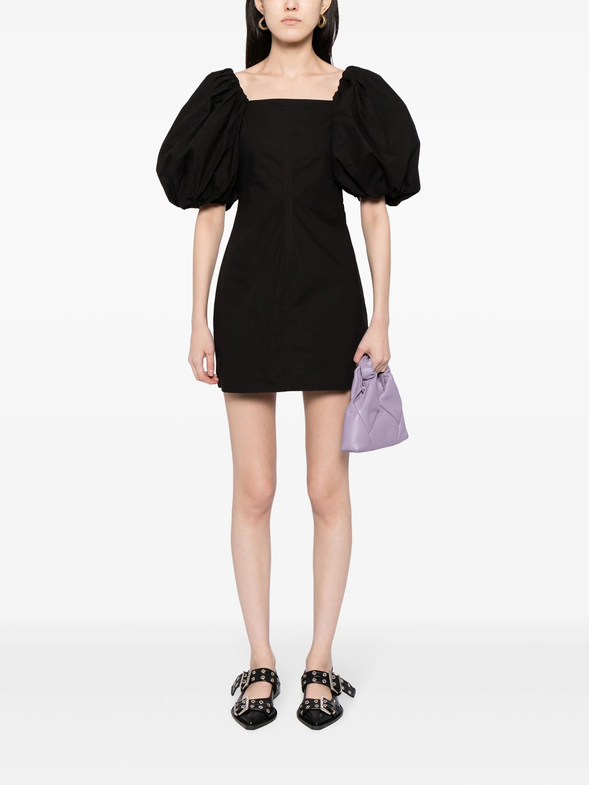 poplin-texture organic-cotton minidress