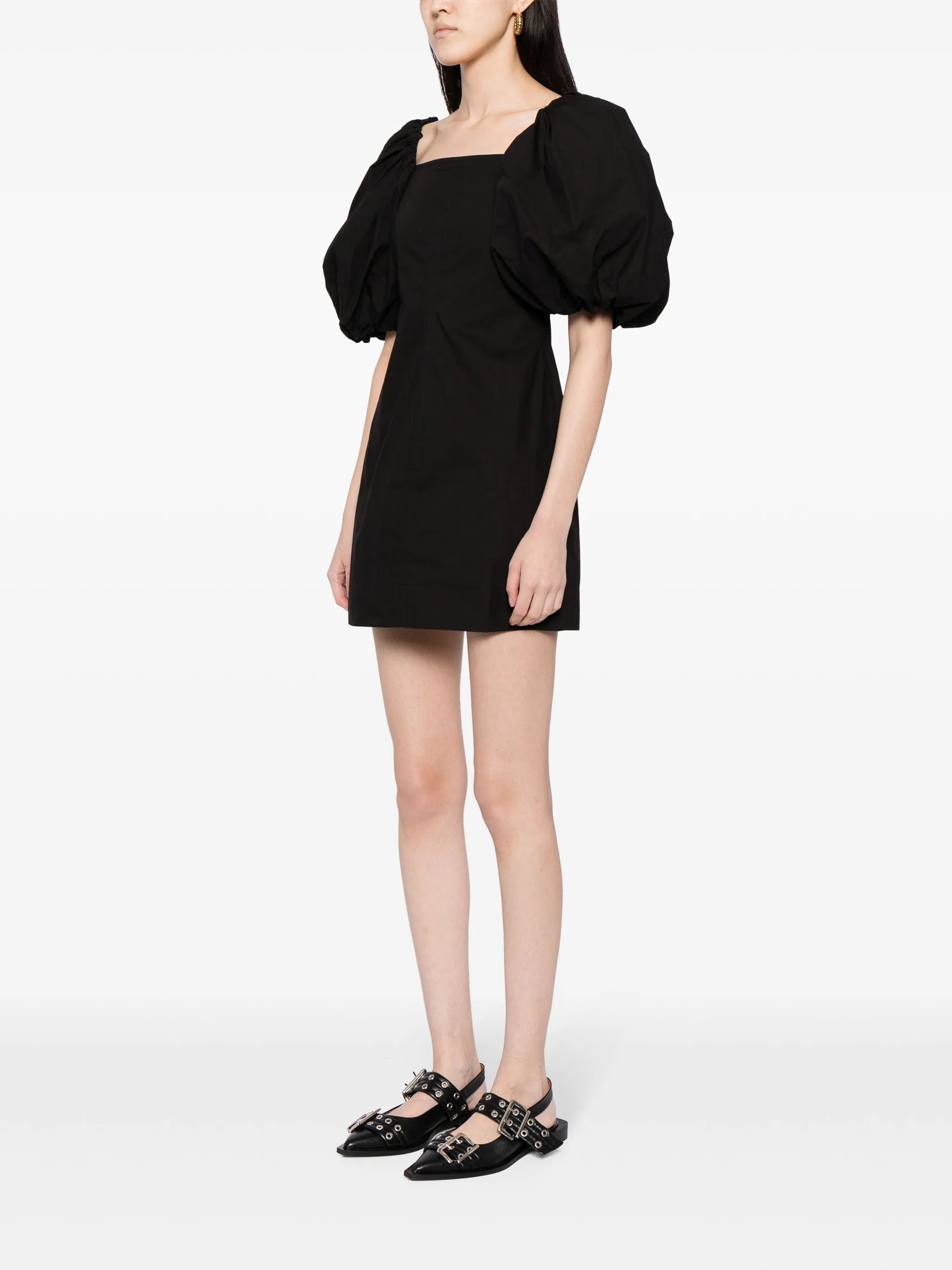 poplin-texture organic-cotton minidress
