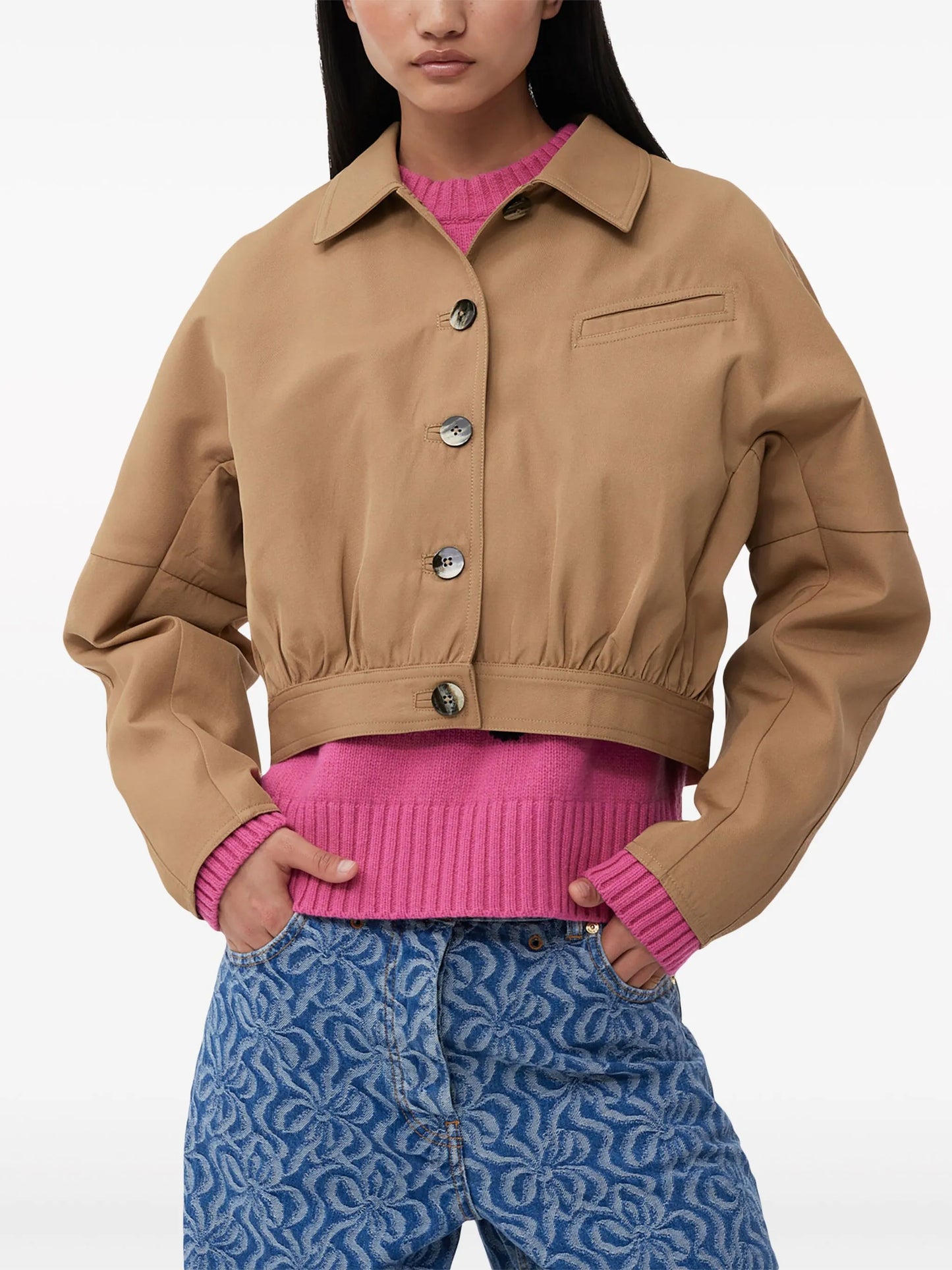 pleated cropped jacket