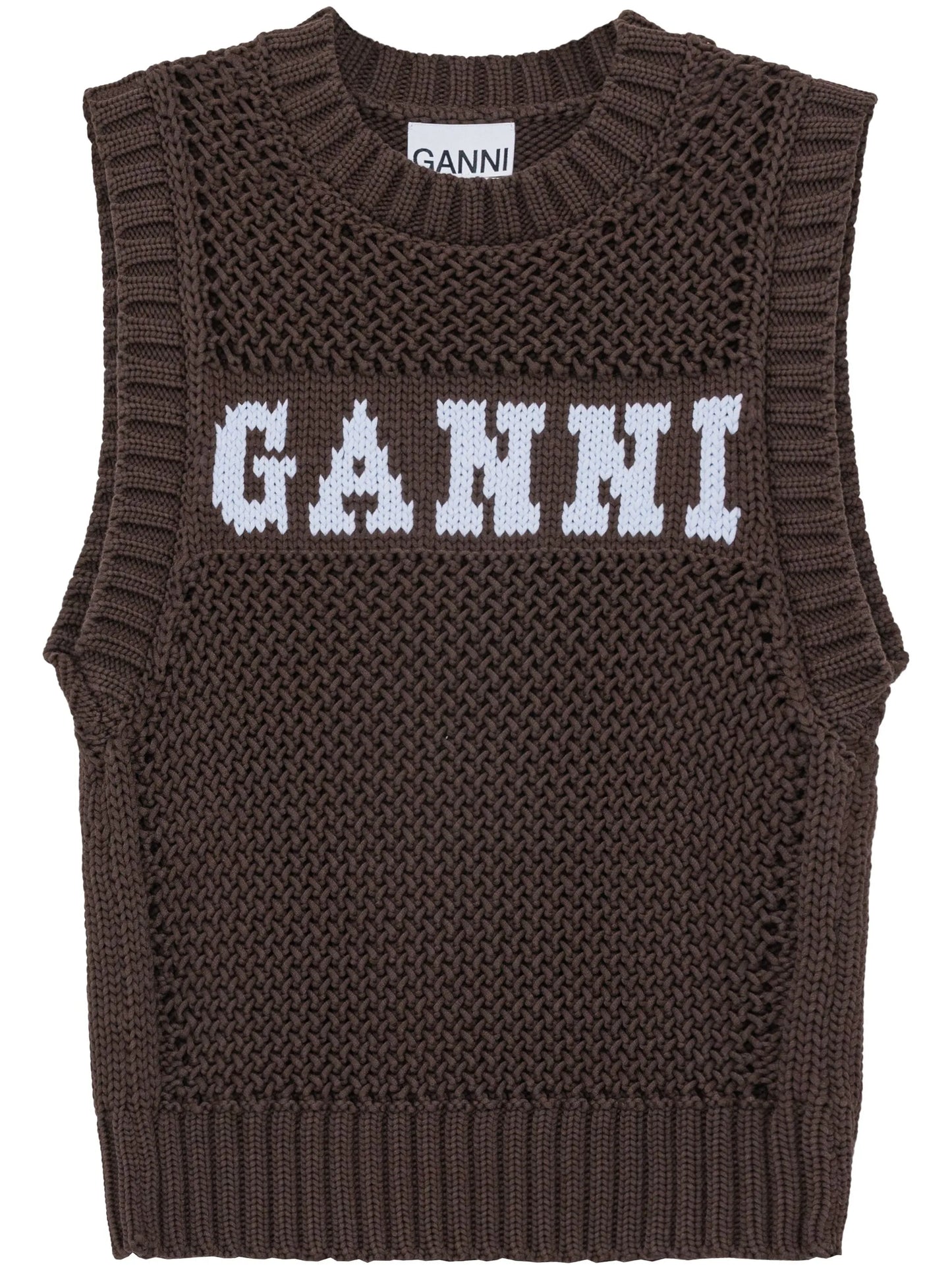 intarsia-knit logo organic-cotton blend vest