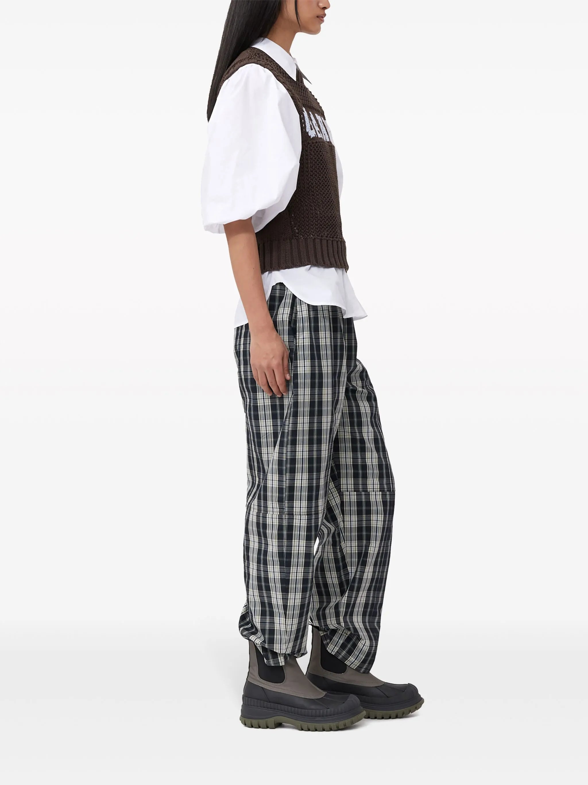 intarsia-knit logo organic-cotton blend vest
