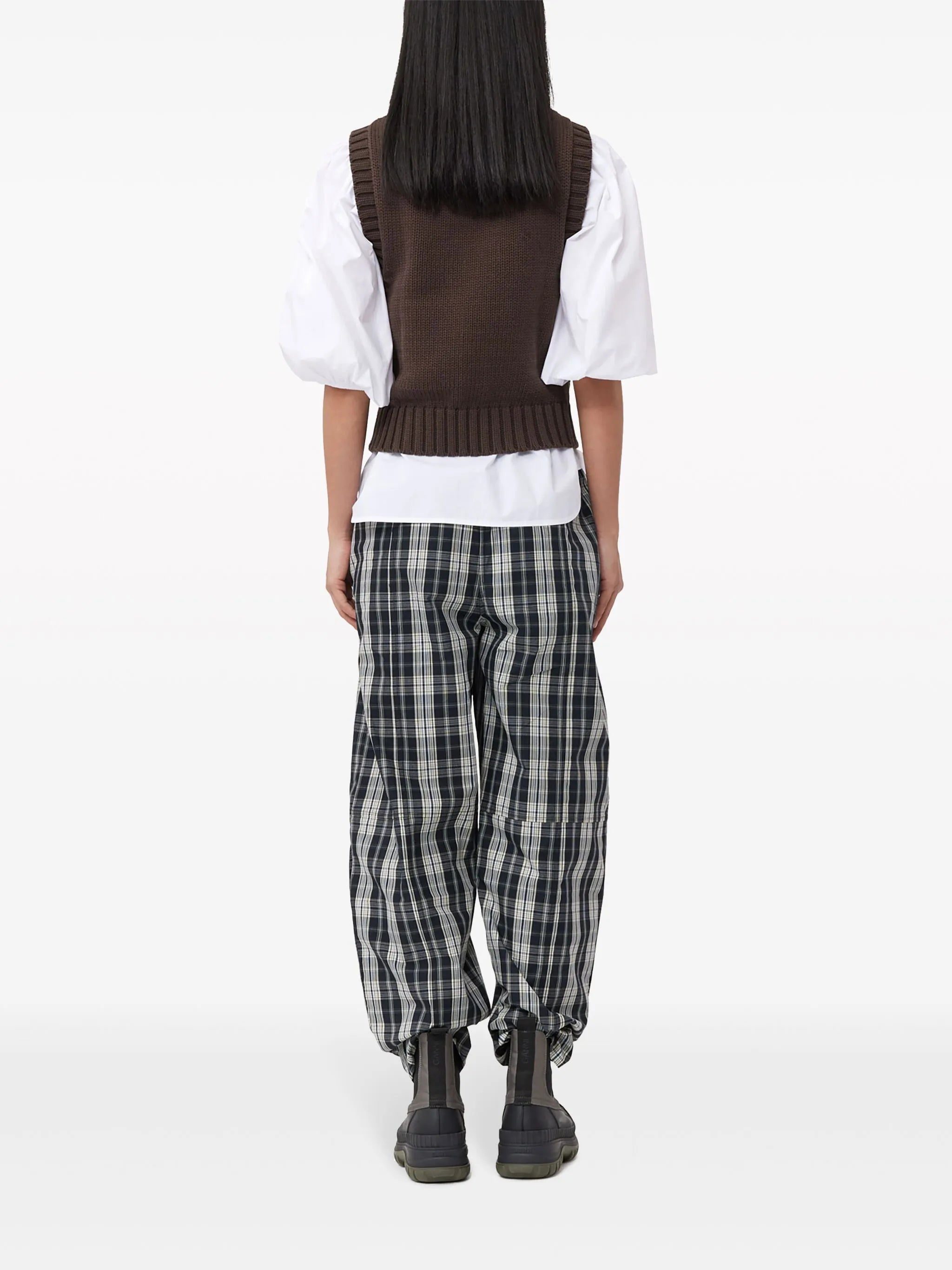 intarsia-knit logo organic-cotton blend vest