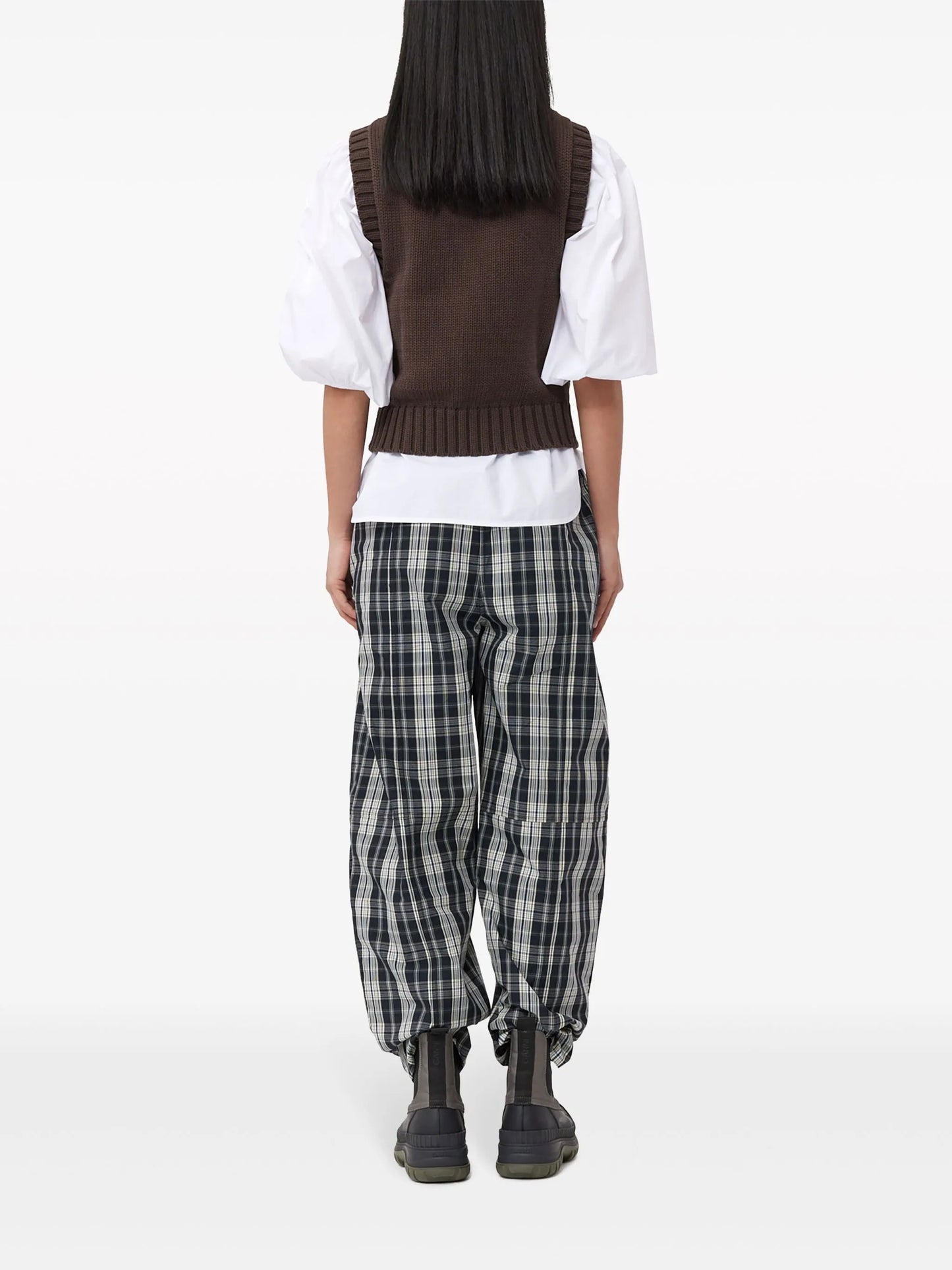 intarsia-knit logo organic-cotton blend vest