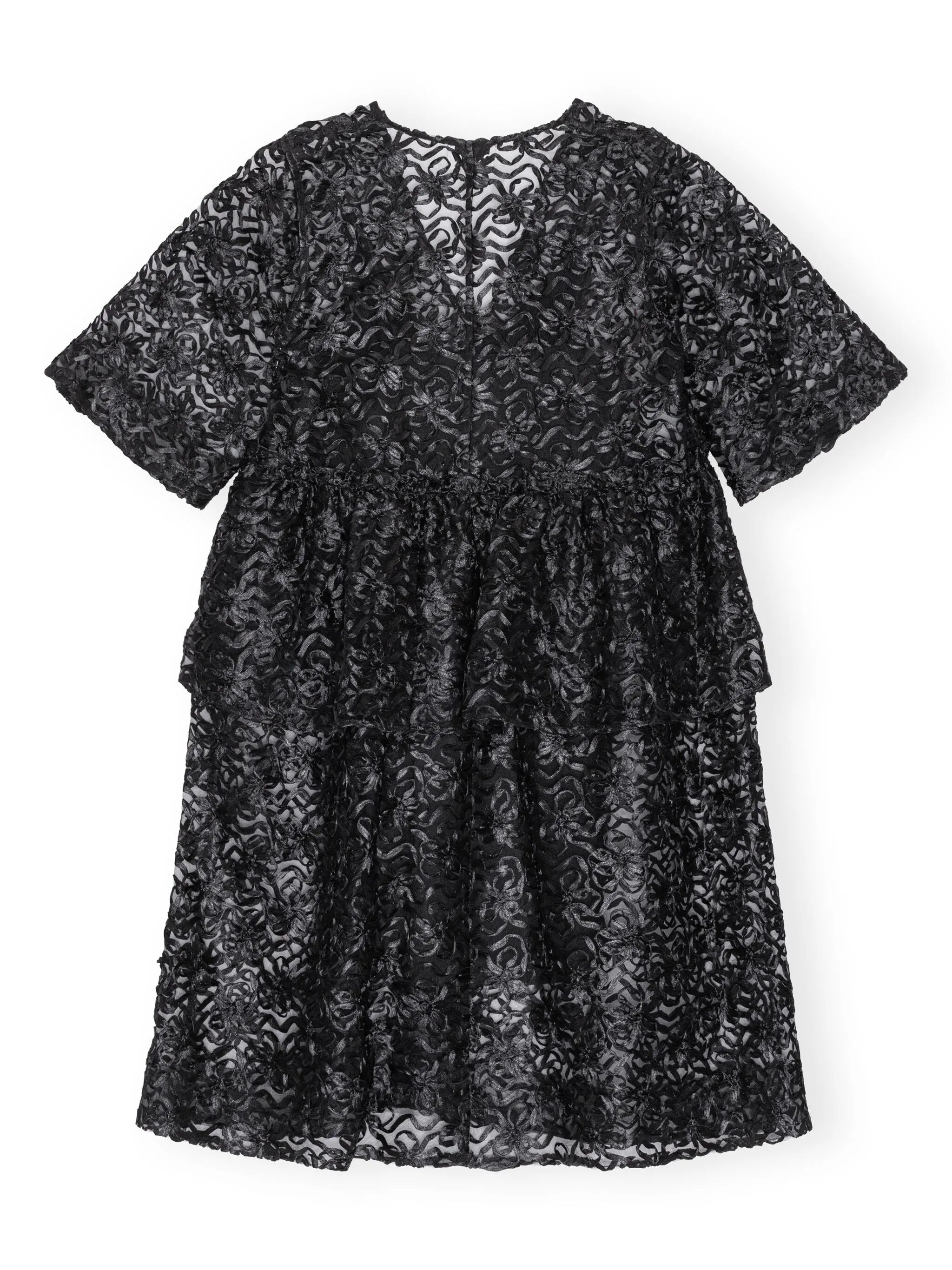 bow-pattern tulle minidress