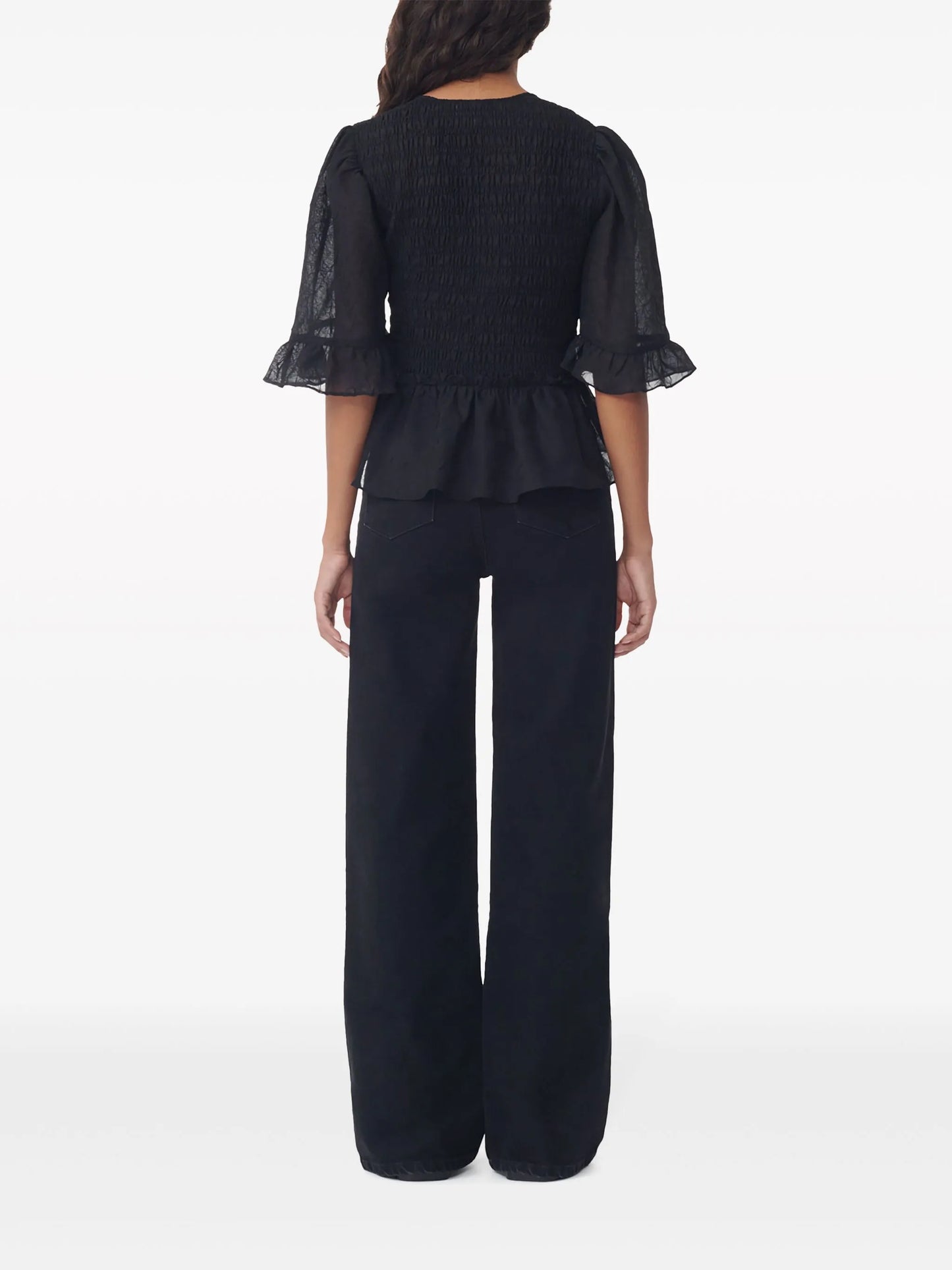 Crinkled Georgette Smock Blouse