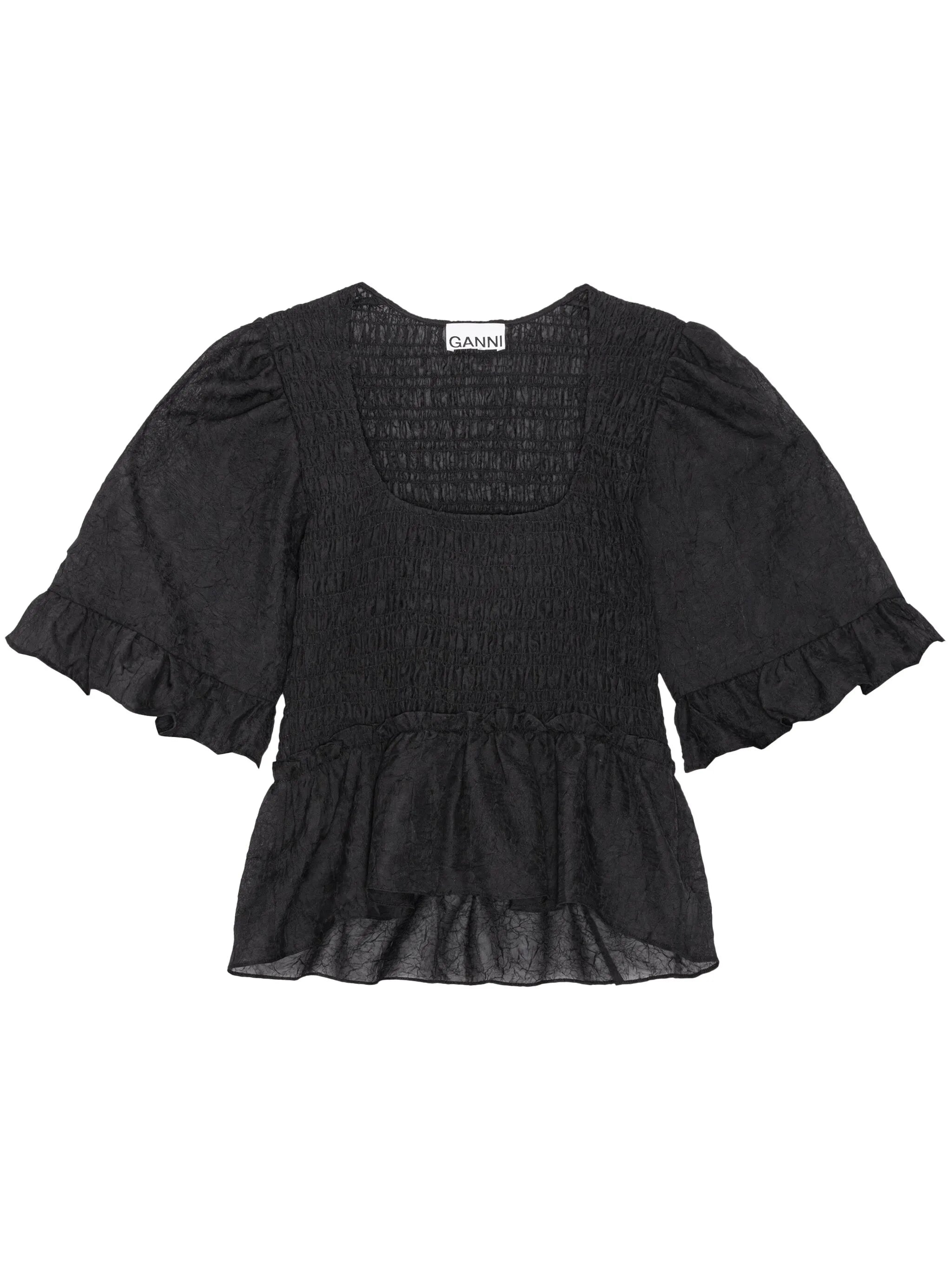 Crinkled Georgette Smock Blouse