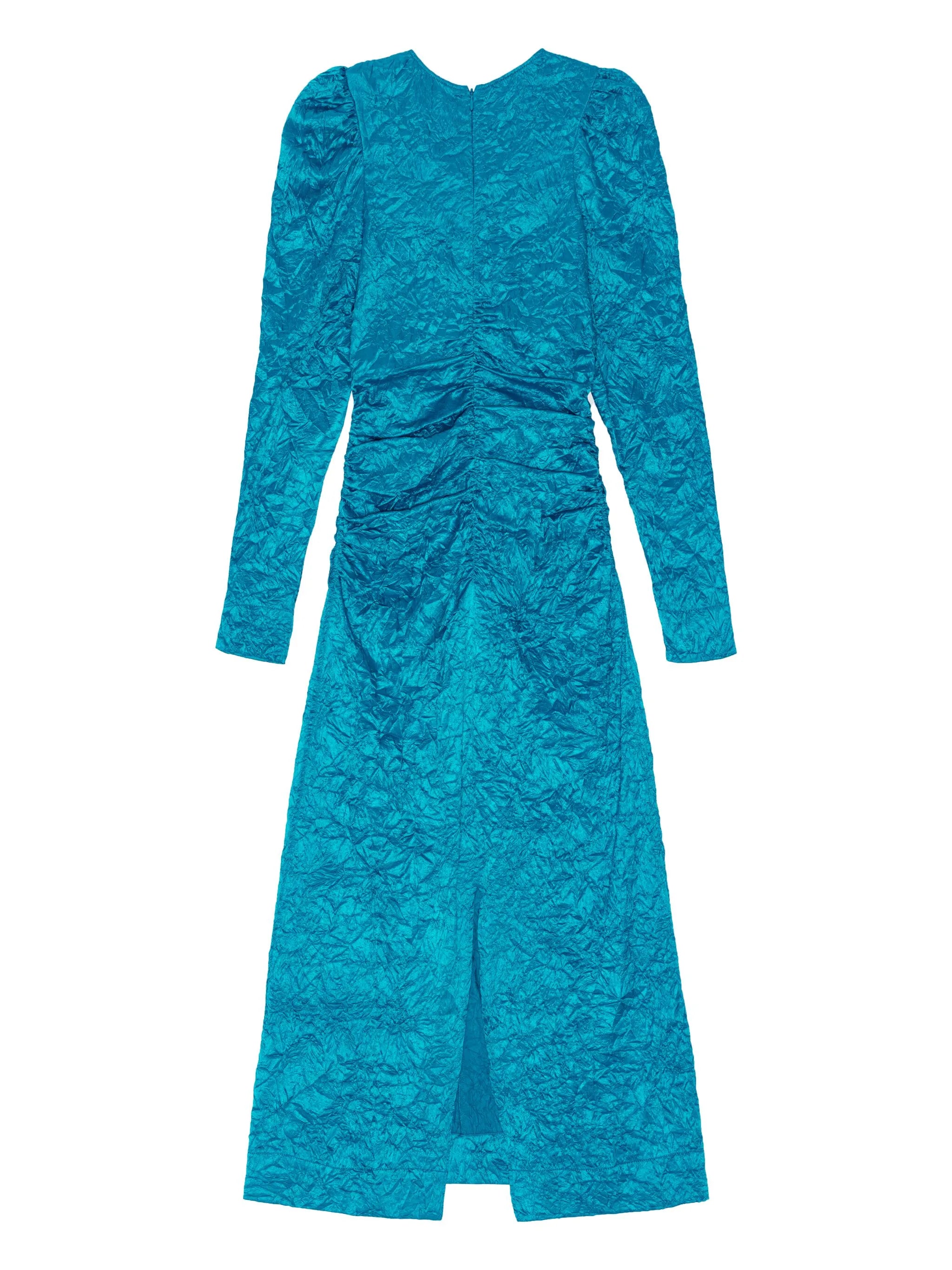 crinckled satin midi dress