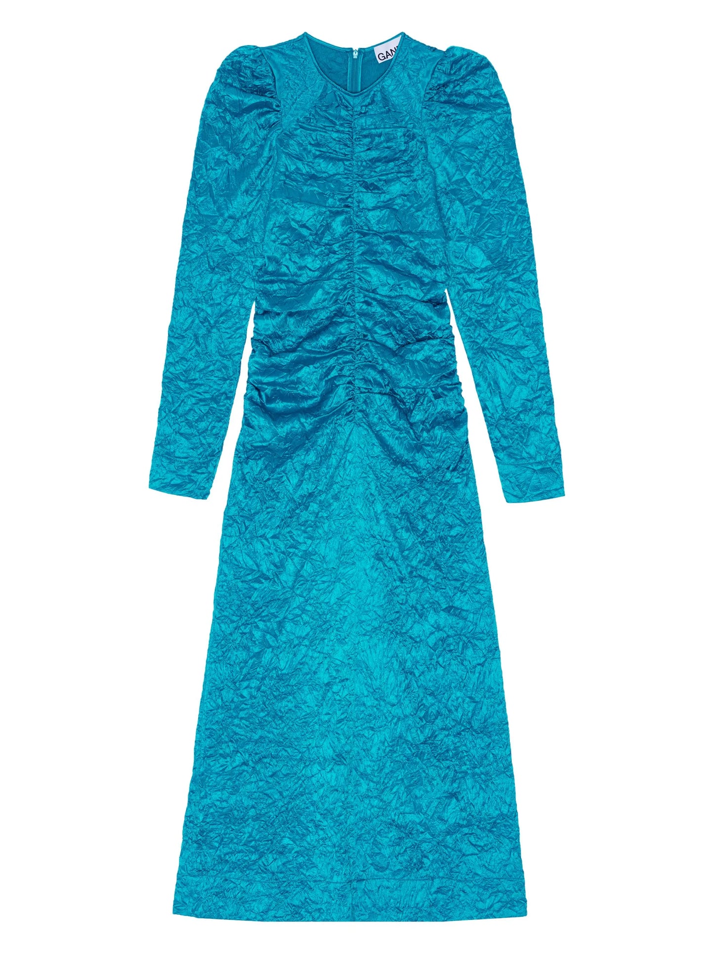 crinckled satin midi dress