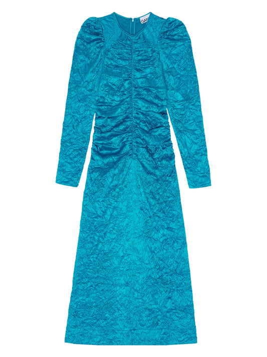 crinckled satin midi dress