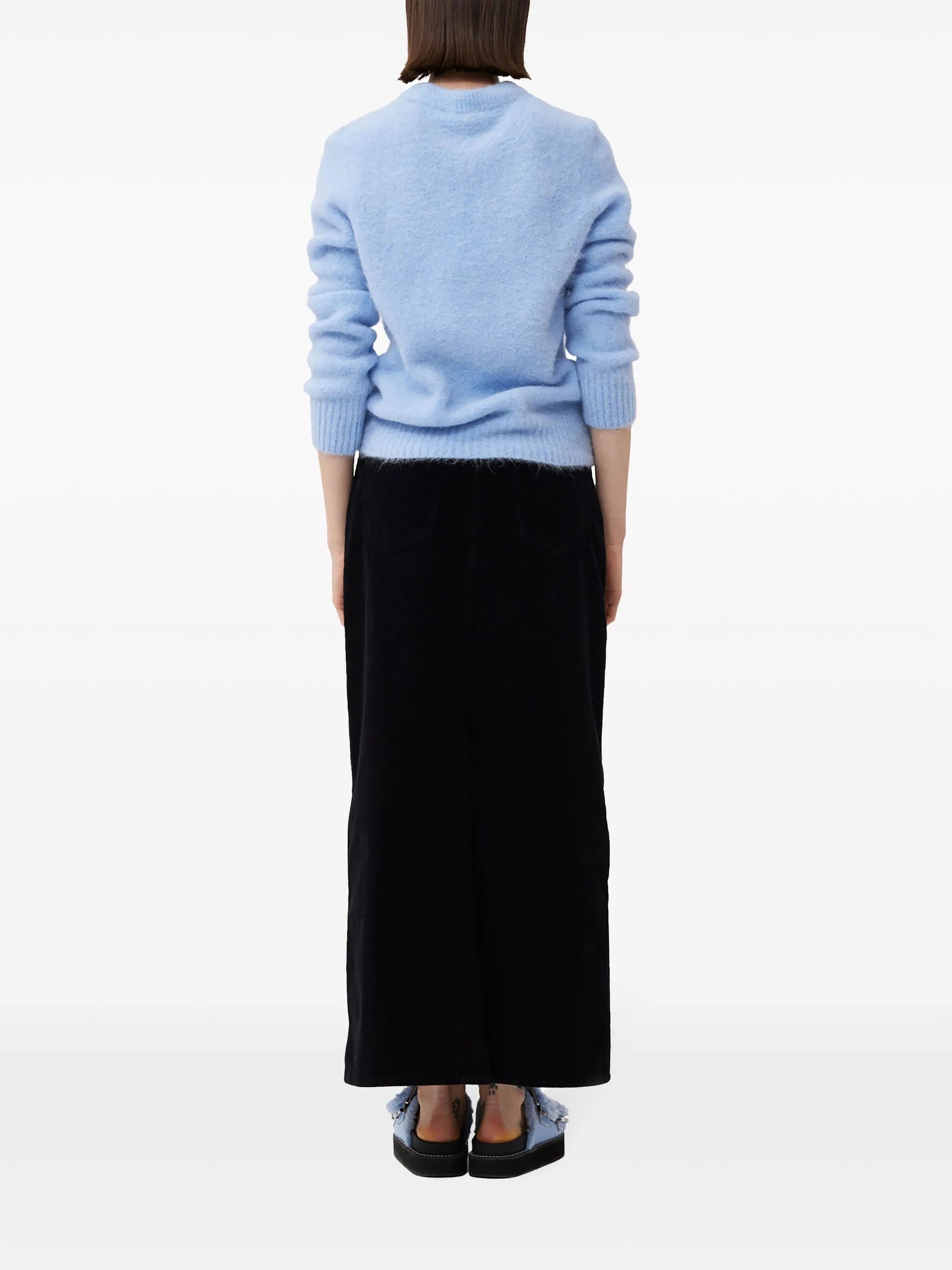high-waisted corduroy skirt