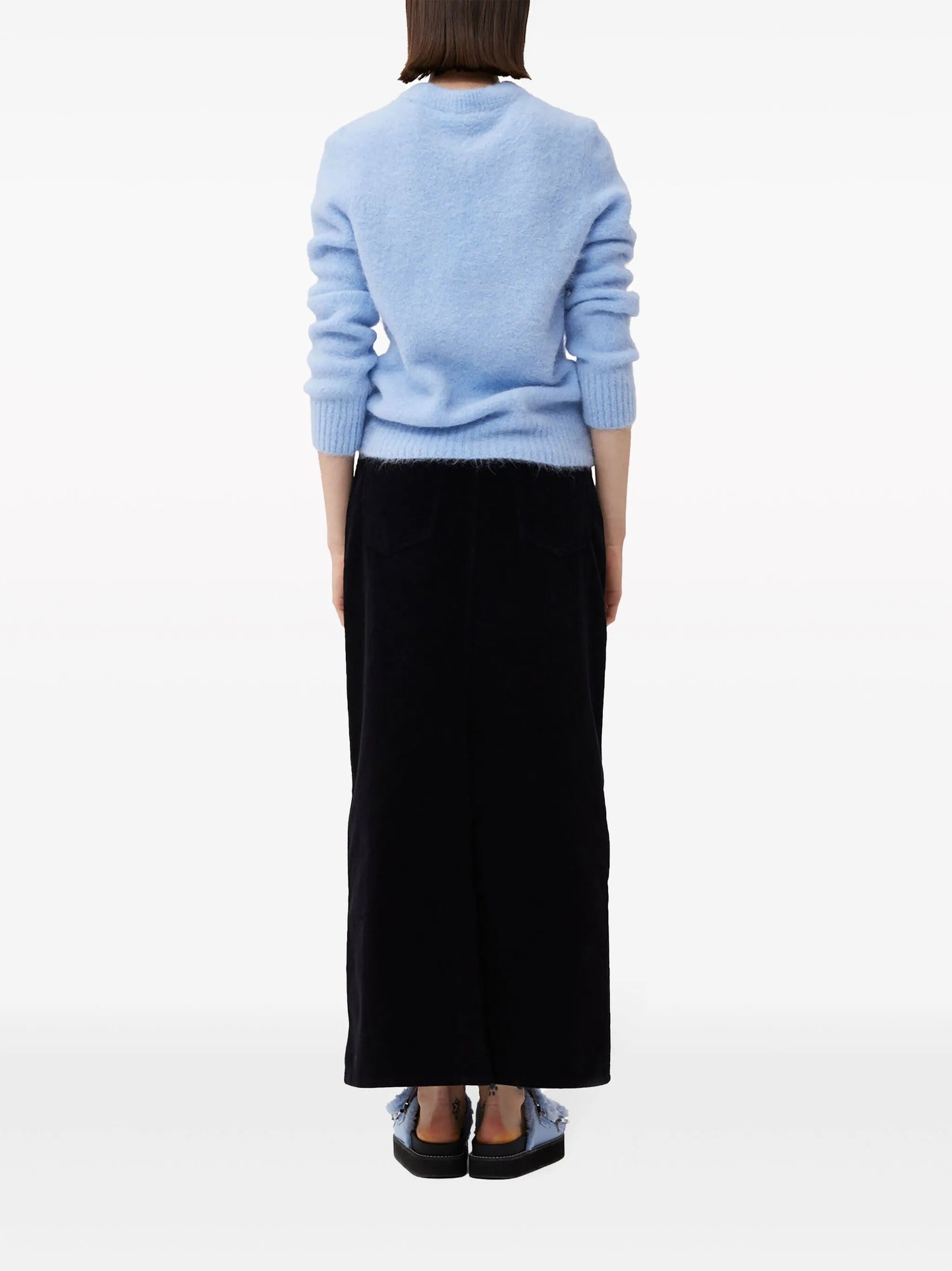 high-waisted corduroy skirt