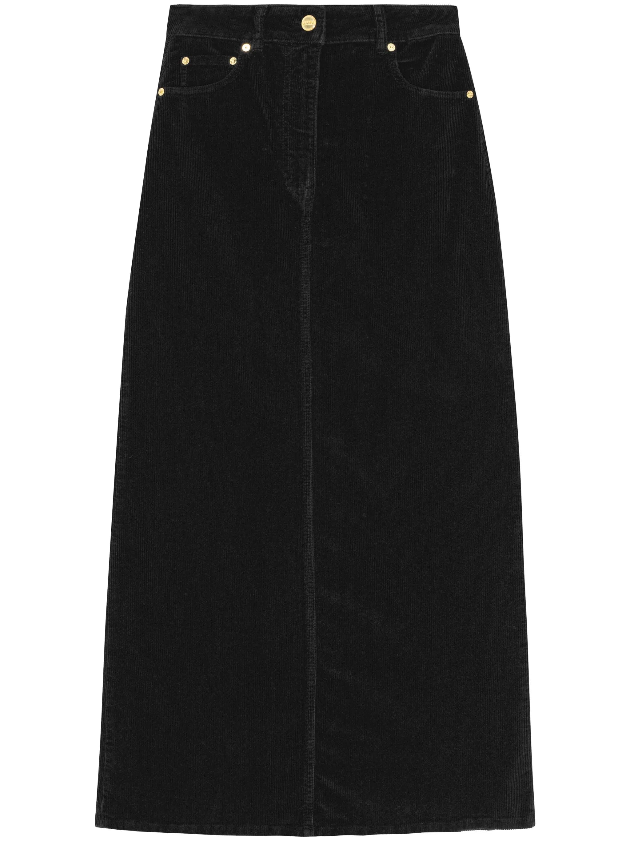 high-waisted corduroy skirt
