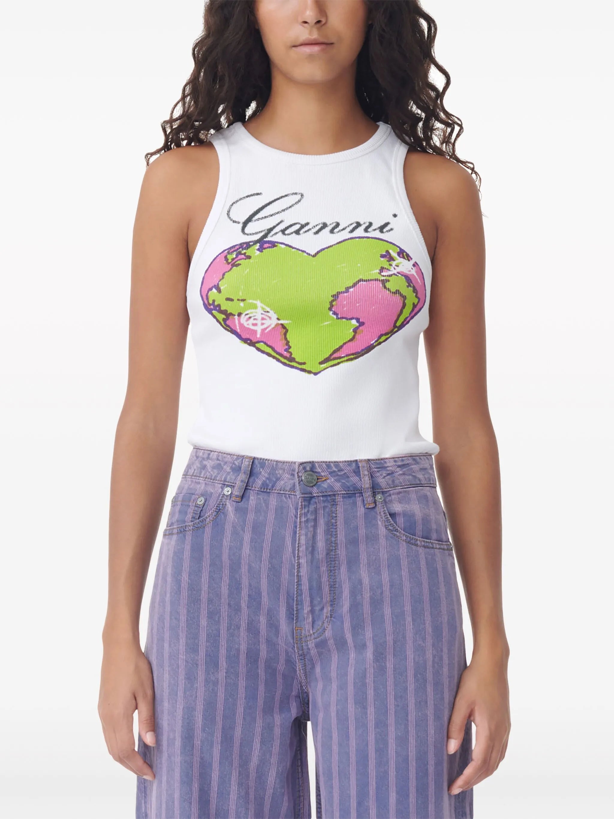 logo-print racerback tank top
