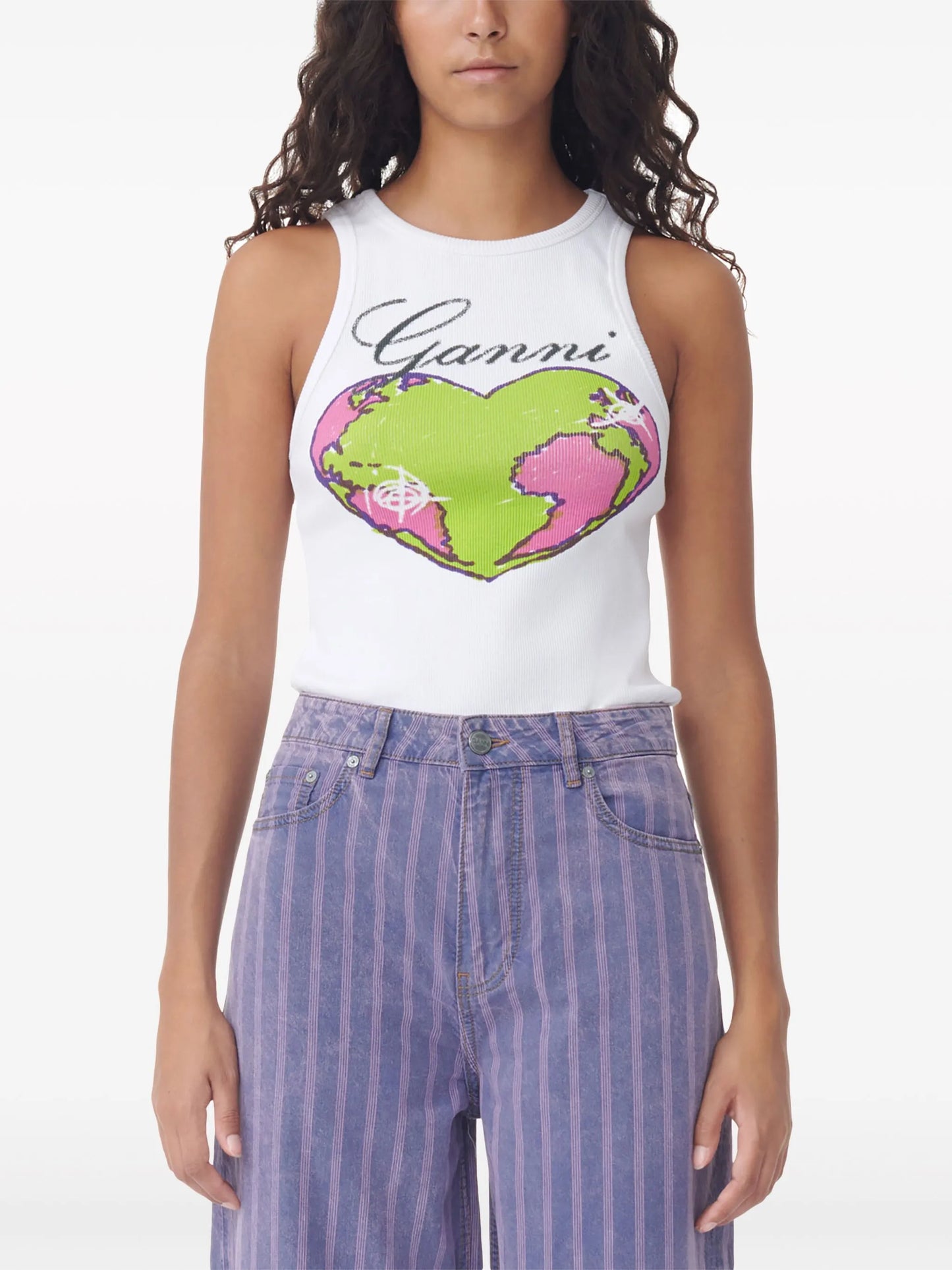 logo-print racerback tank top