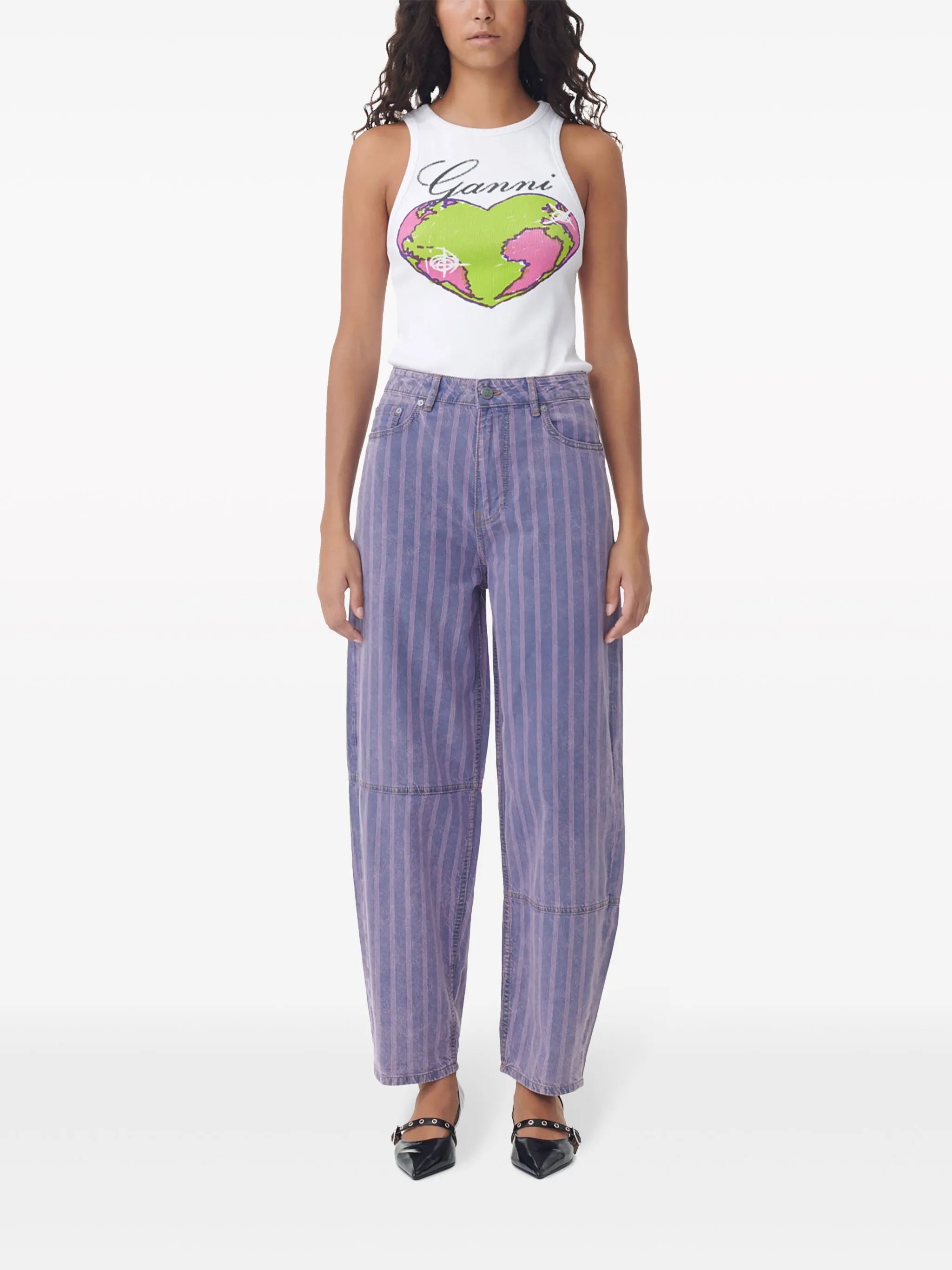 logo-print racerback tank top
