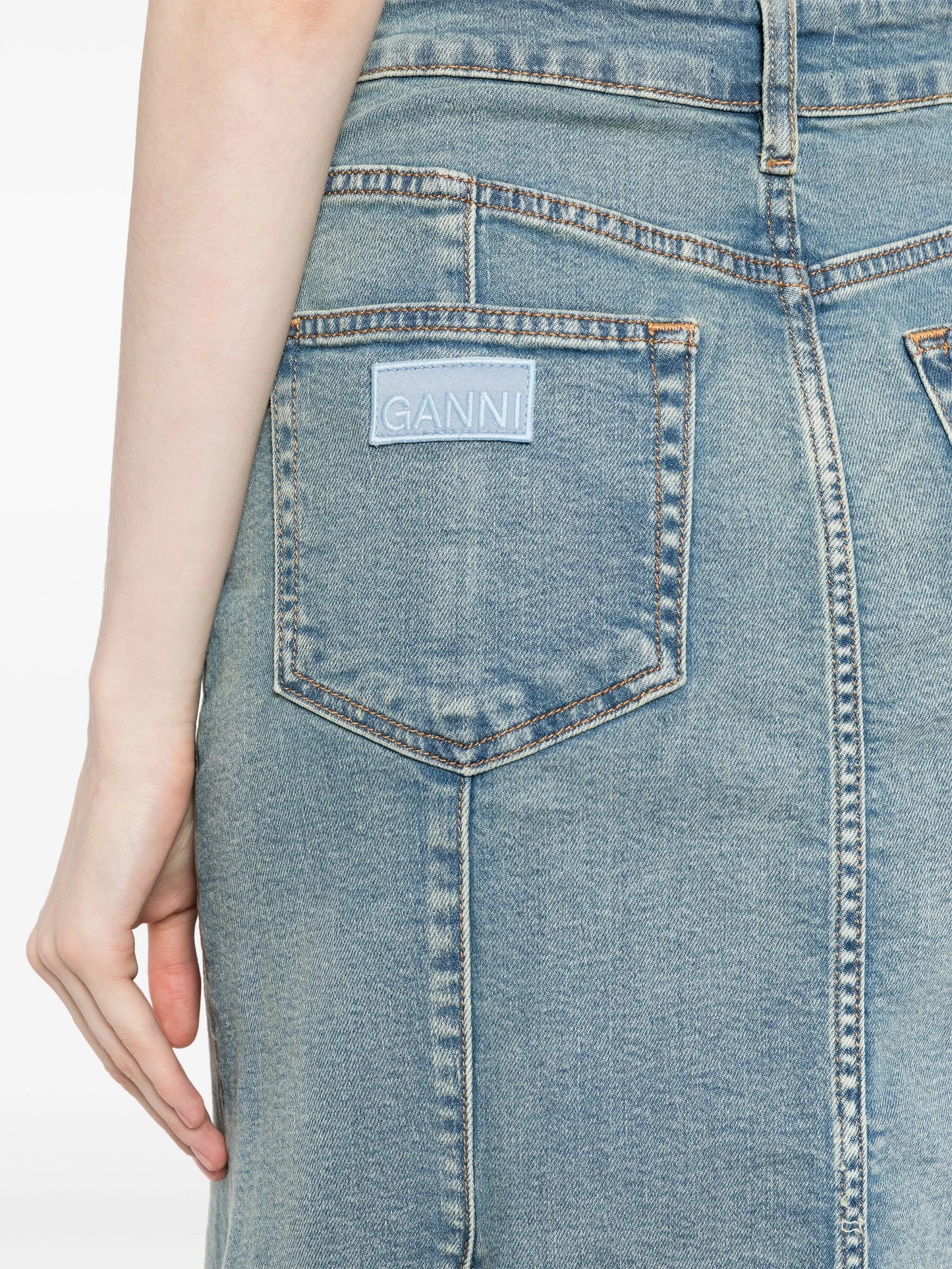 logo-appliqué denim skirt