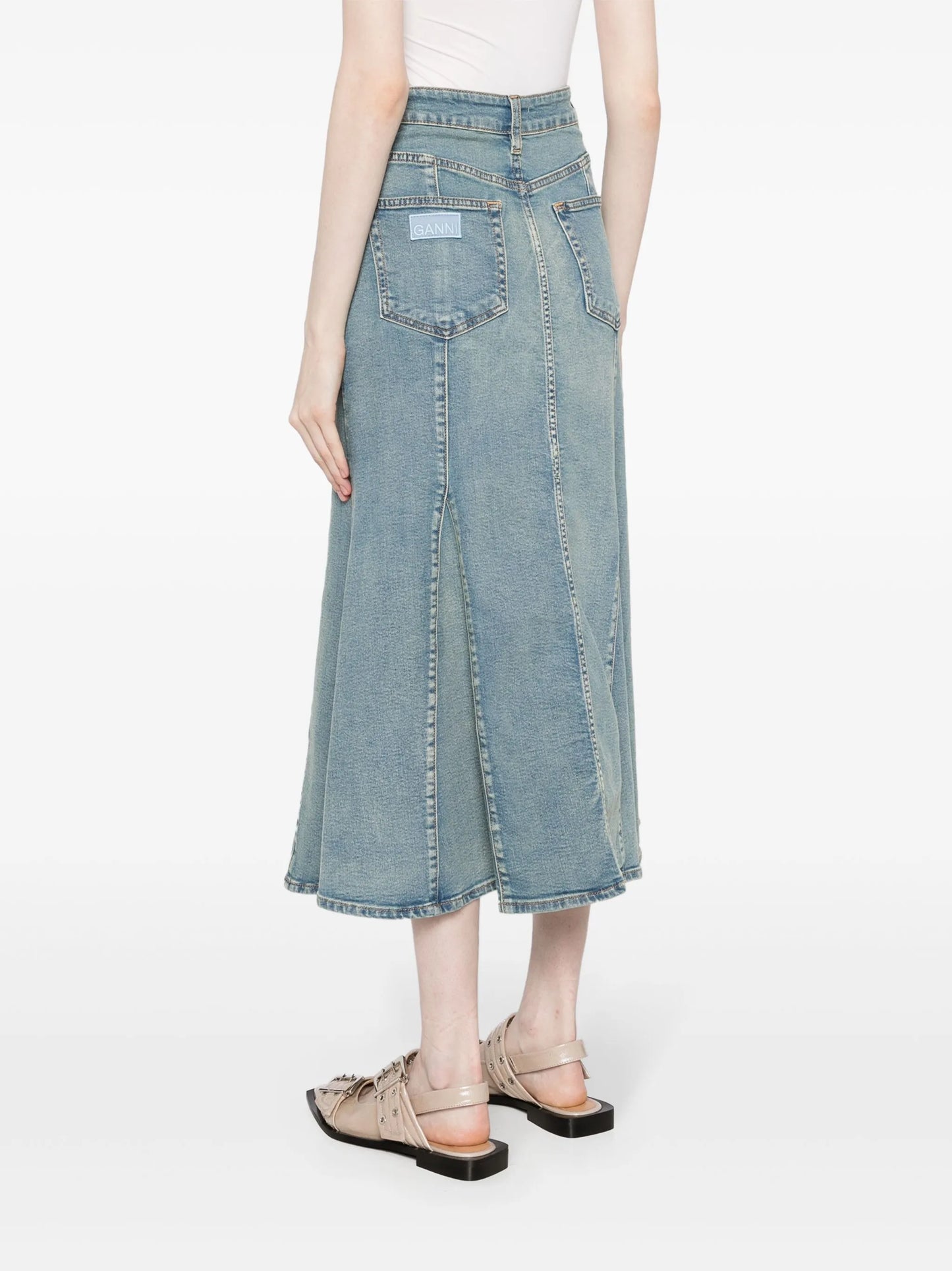 logo-appliqué denim skirt