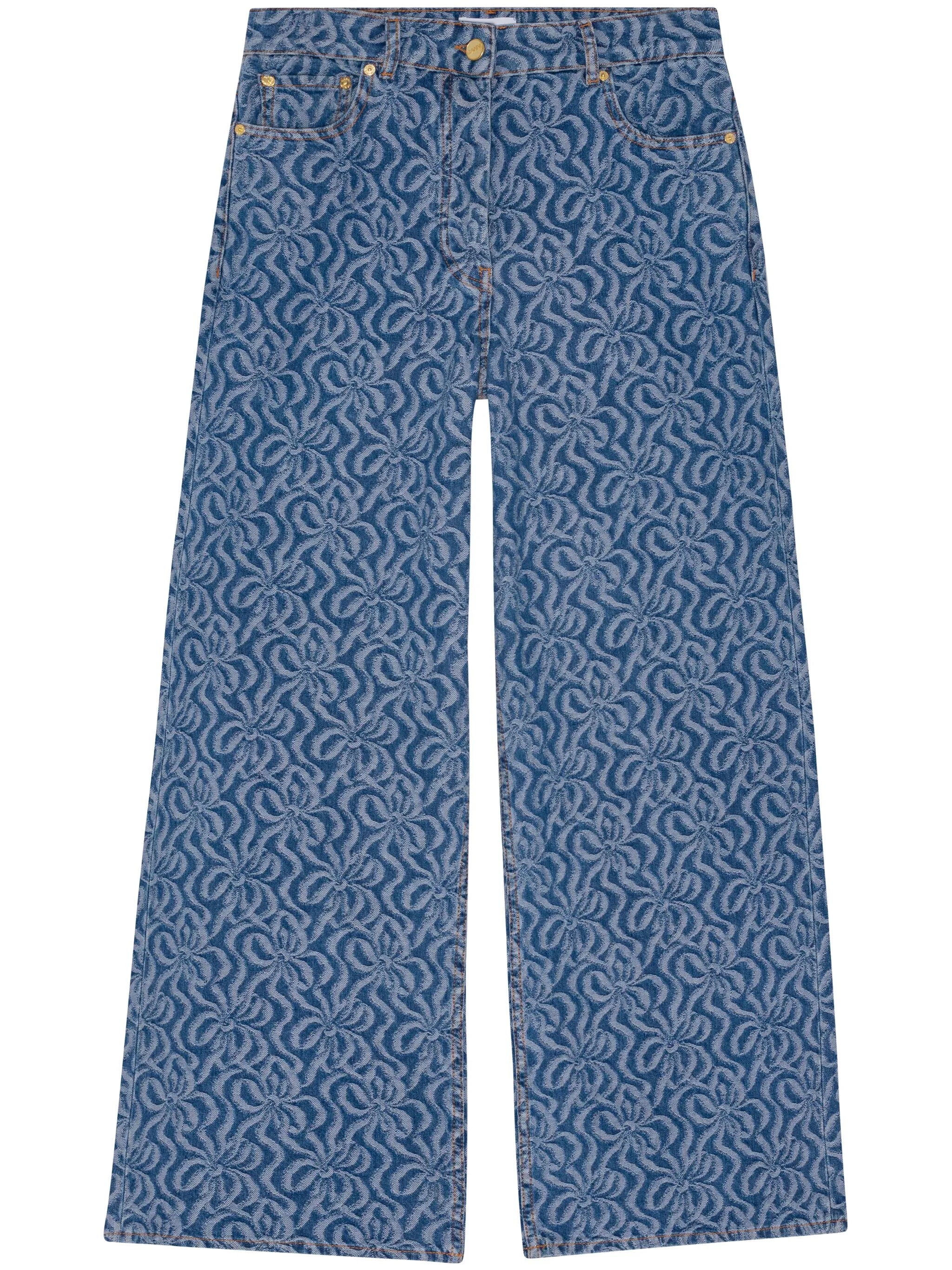 graphic-print organic-cotton straight-leg jeans