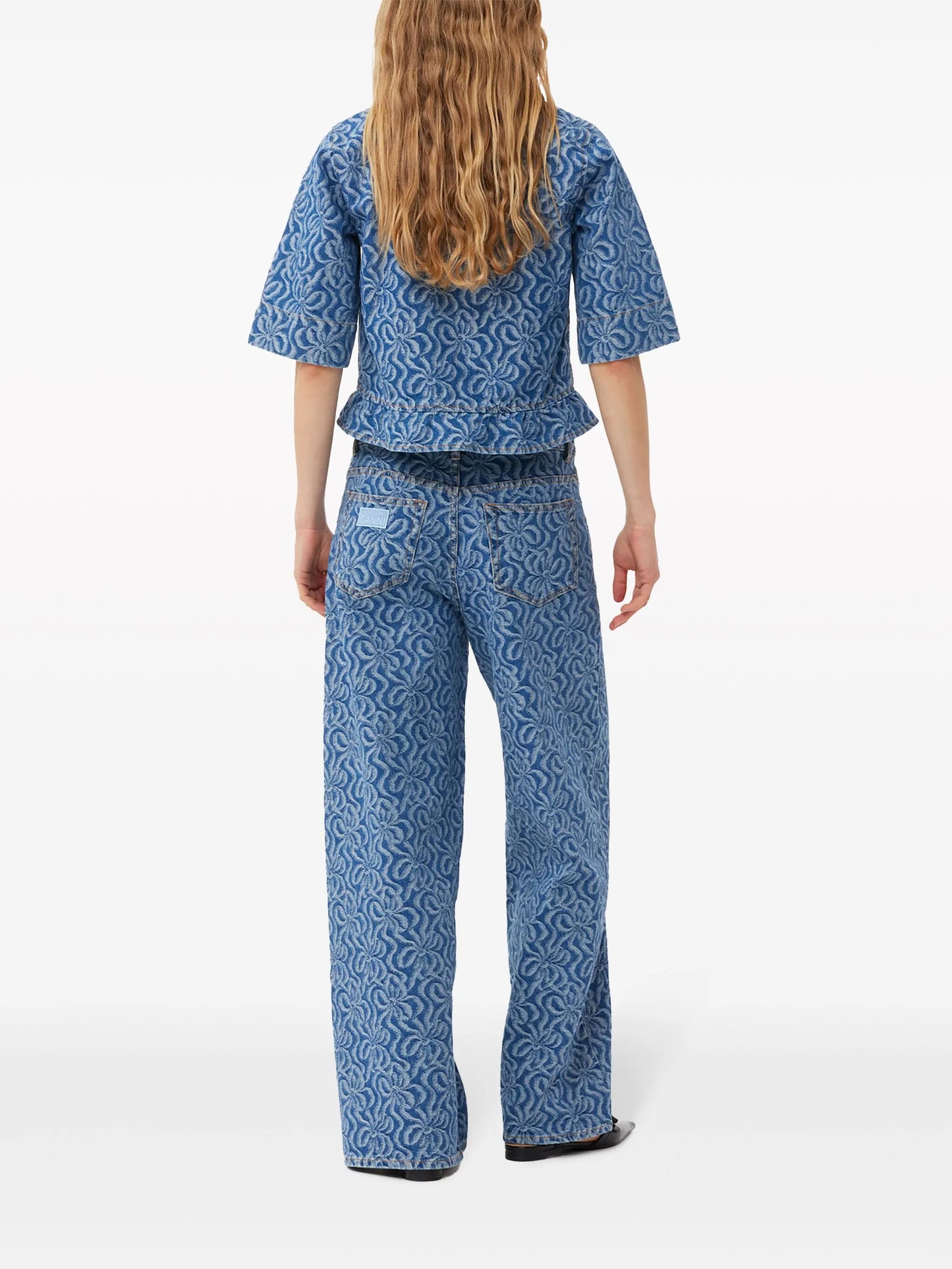 graphic-print organic-cotton straight-leg jeans