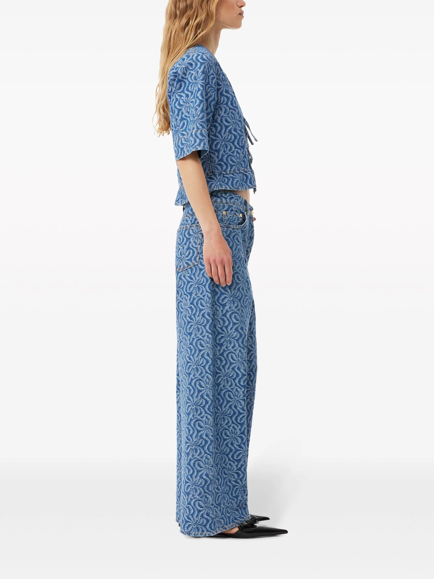 graphic-print organic-cotton straight-leg jeans