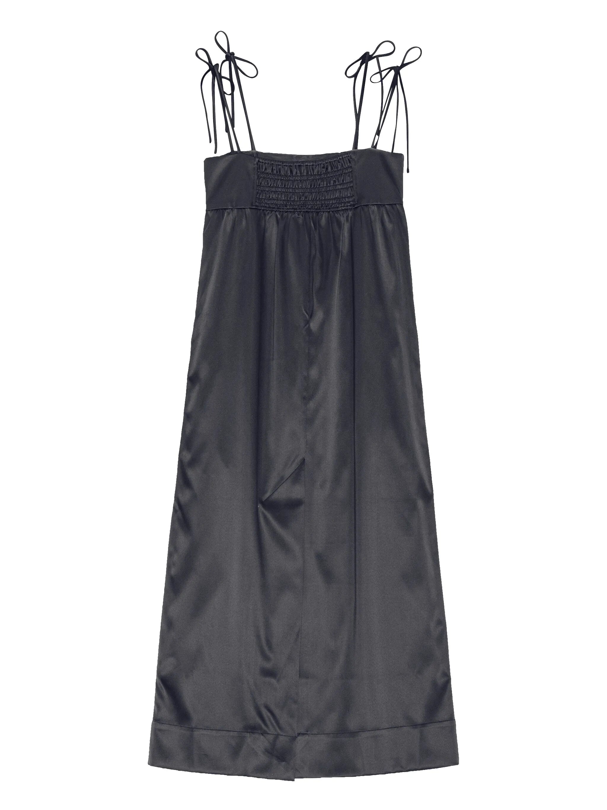 sleeveless satin maxi dress