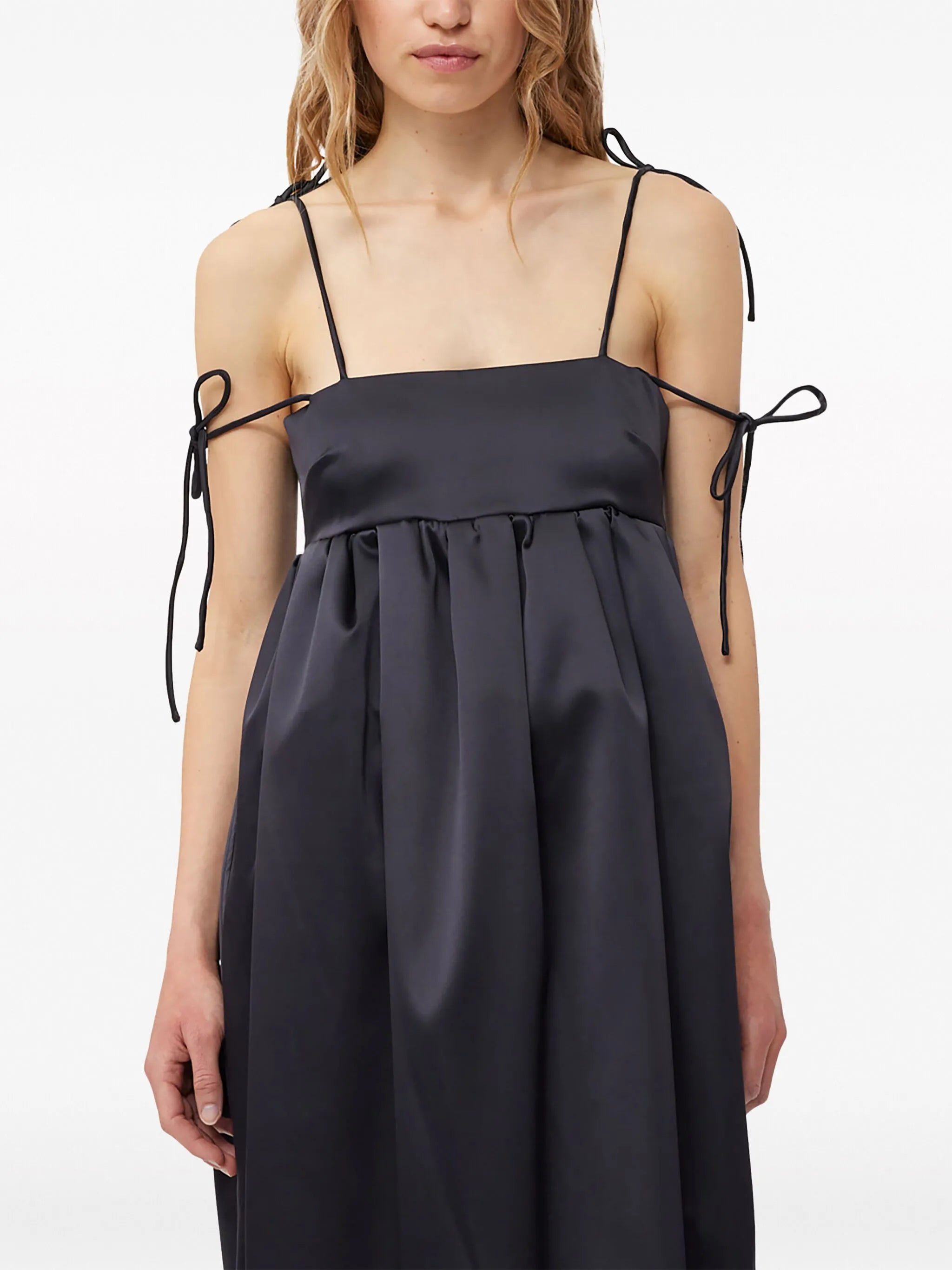 sleeveless satin maxi dress